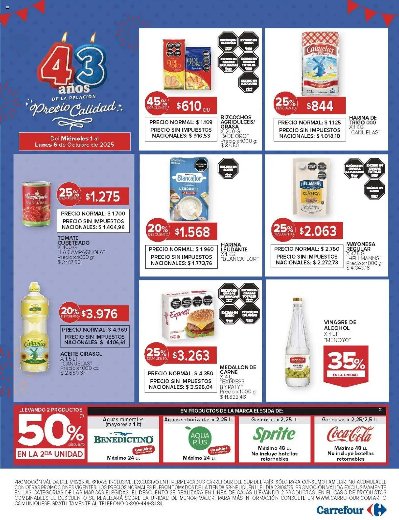 Carrefour ofertas - Comodoro │ válido desde el 01.10.2025 | Página: 12 | Productos: Sobre, Harina, Aceite, Mayonesa