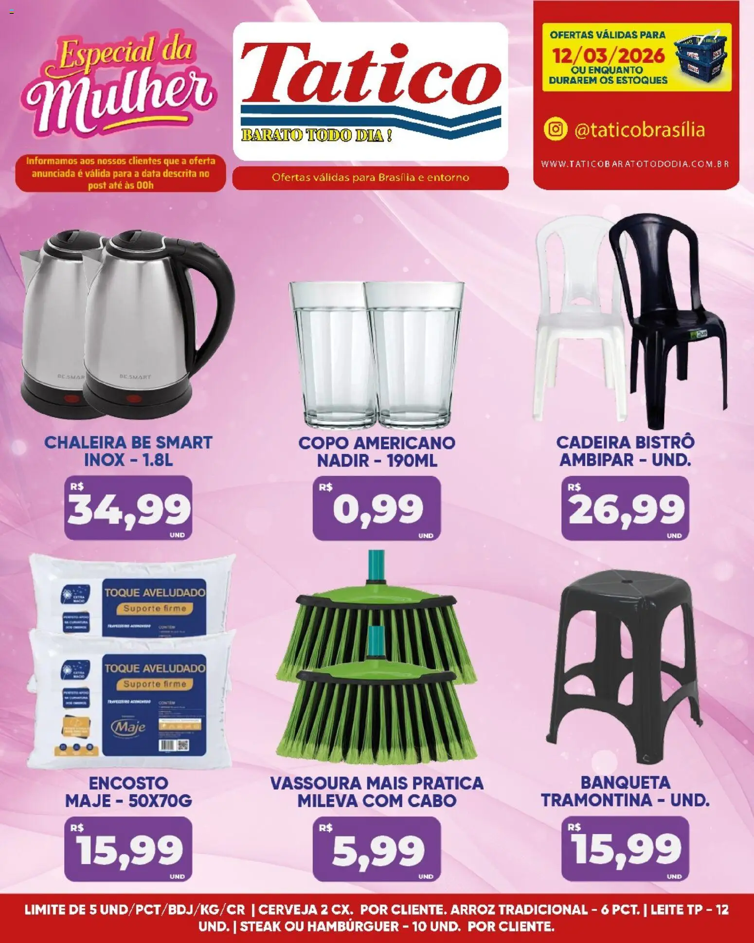 Tatico Folheto - válido de 12.03.2026 | Página: 19 | Produtos: Banqueta, Hambúrguer, Cabo, Vassoura