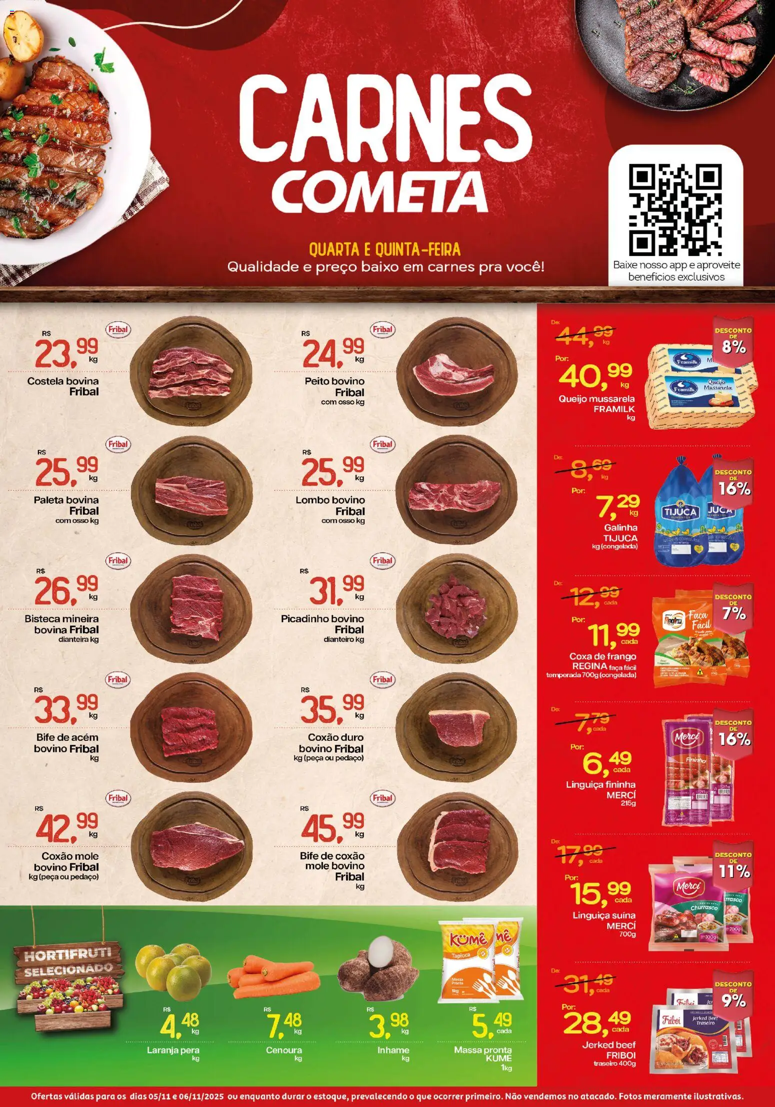 Cometa Supermercados Folheto - válido de 05.11.2025 | Página: 1 | Produtos: Pera, Faca, Cenoura, Mussarela