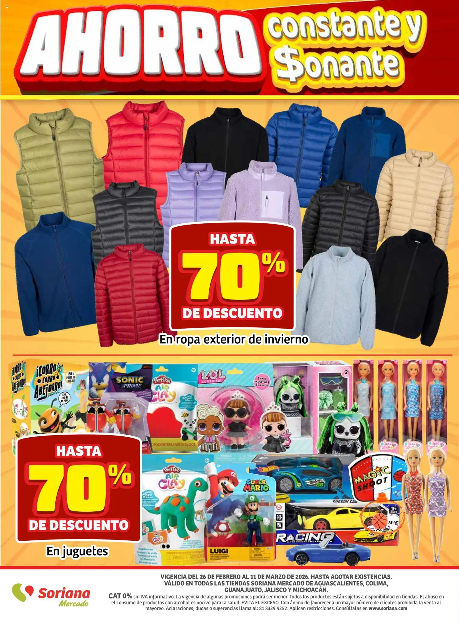 Nuevas ofertas de Soriana válidas en toda la República Mexicana desde el 27.02.2026. ¡Encuentra las mejores ofertas en Soriana Pesito Valedor Mercado: Ags, Col, Gto, Jal, Mich! | Página: 30 | Productos: Ropa, Paté