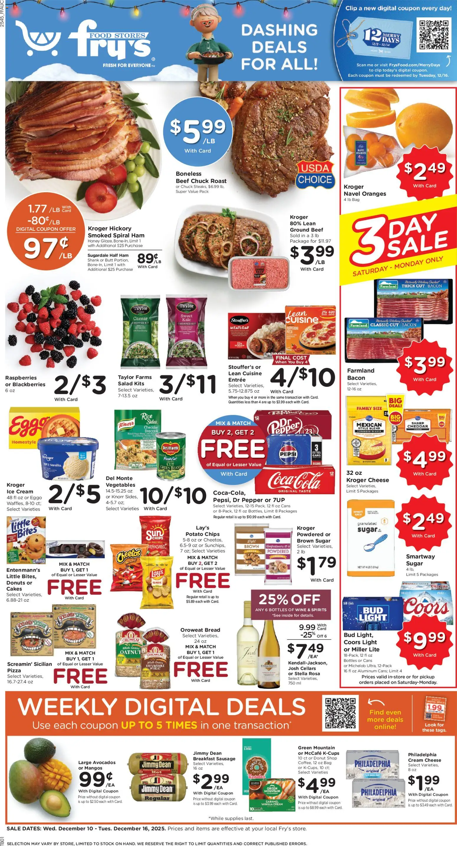 Fry's Food Weekly Ad - valid from 10.12.2025 | Page: 1 | Products: Corn, Kale, Salad, Sugar