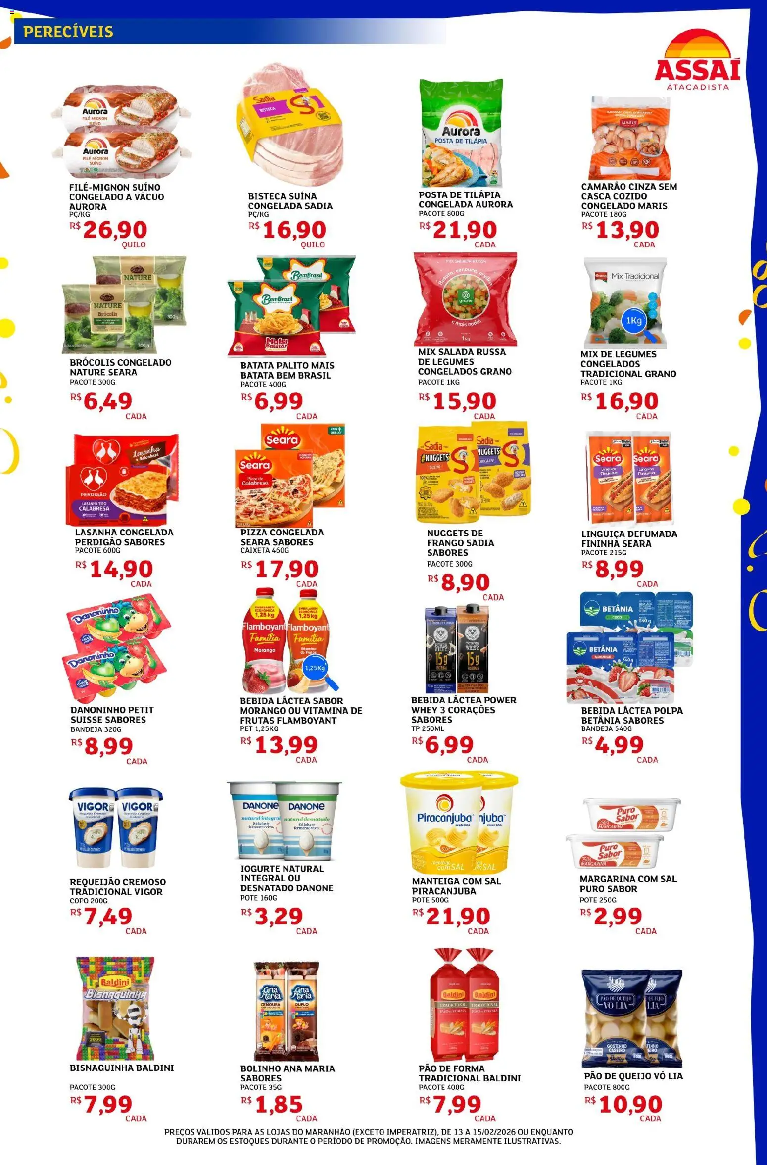 Assaí Atacadista Folheto - válido de 13.02.2026 | Página: 3 | Produtos: Manteiga, Queijo, Salada, Margarina