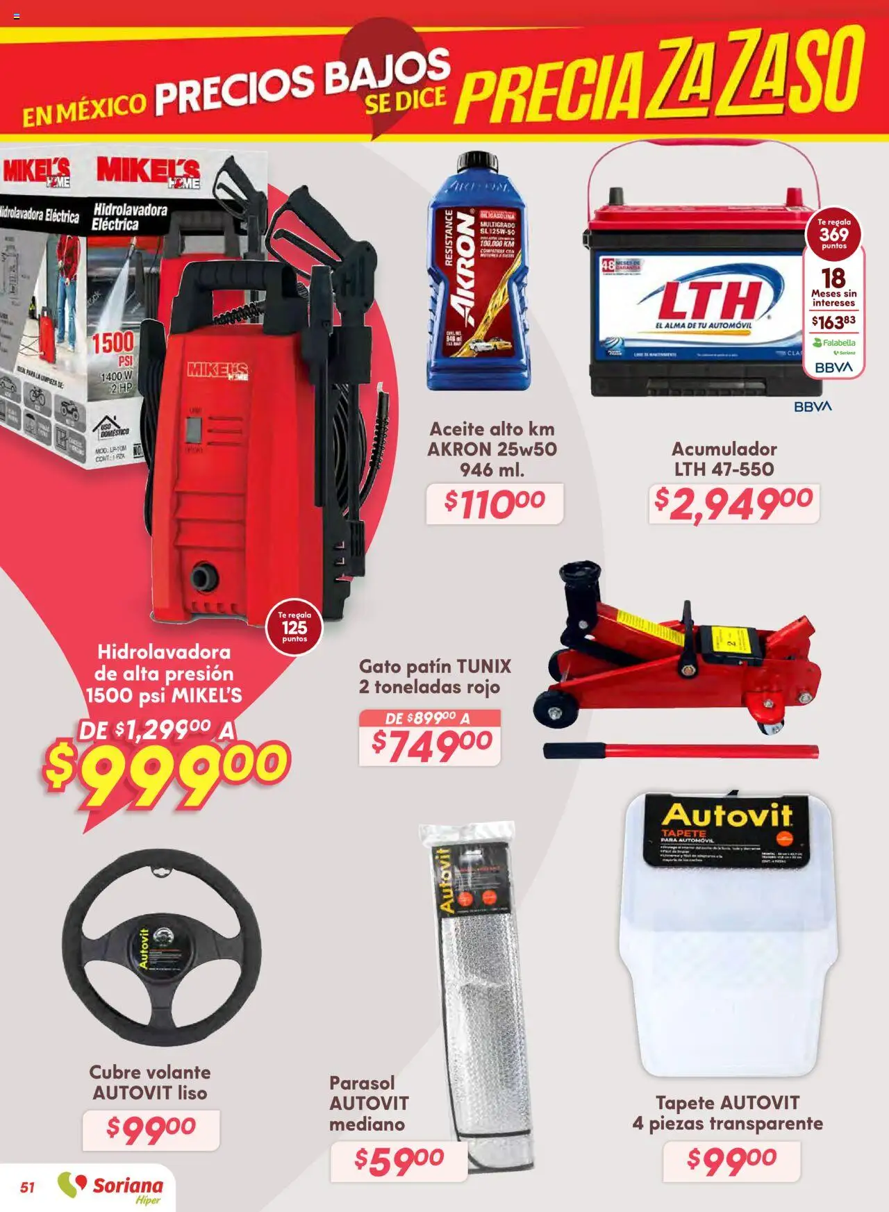 Nuevas ofertas de Soriana válidas en toda la República Mexicana desde el 14.08.2025. ¡Encuentra las mejores ofertas en Soriana - Preciazazaso Híper: Ags, Col, Gto, Jal, Mich! | Página: 51 | Productos: Aceite, Hidrolavadora, Té, Tapete
