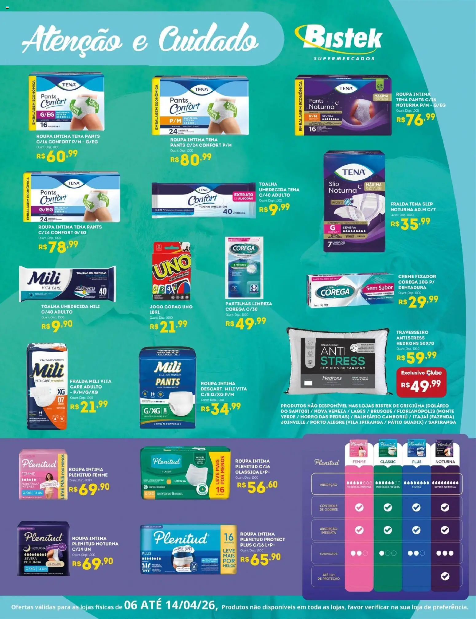 Bistek Supermercados Folheto - válido de 06.04.2026 | Página: 1 | Produtos: Travesseiro, Creme, Algodão, Fronha