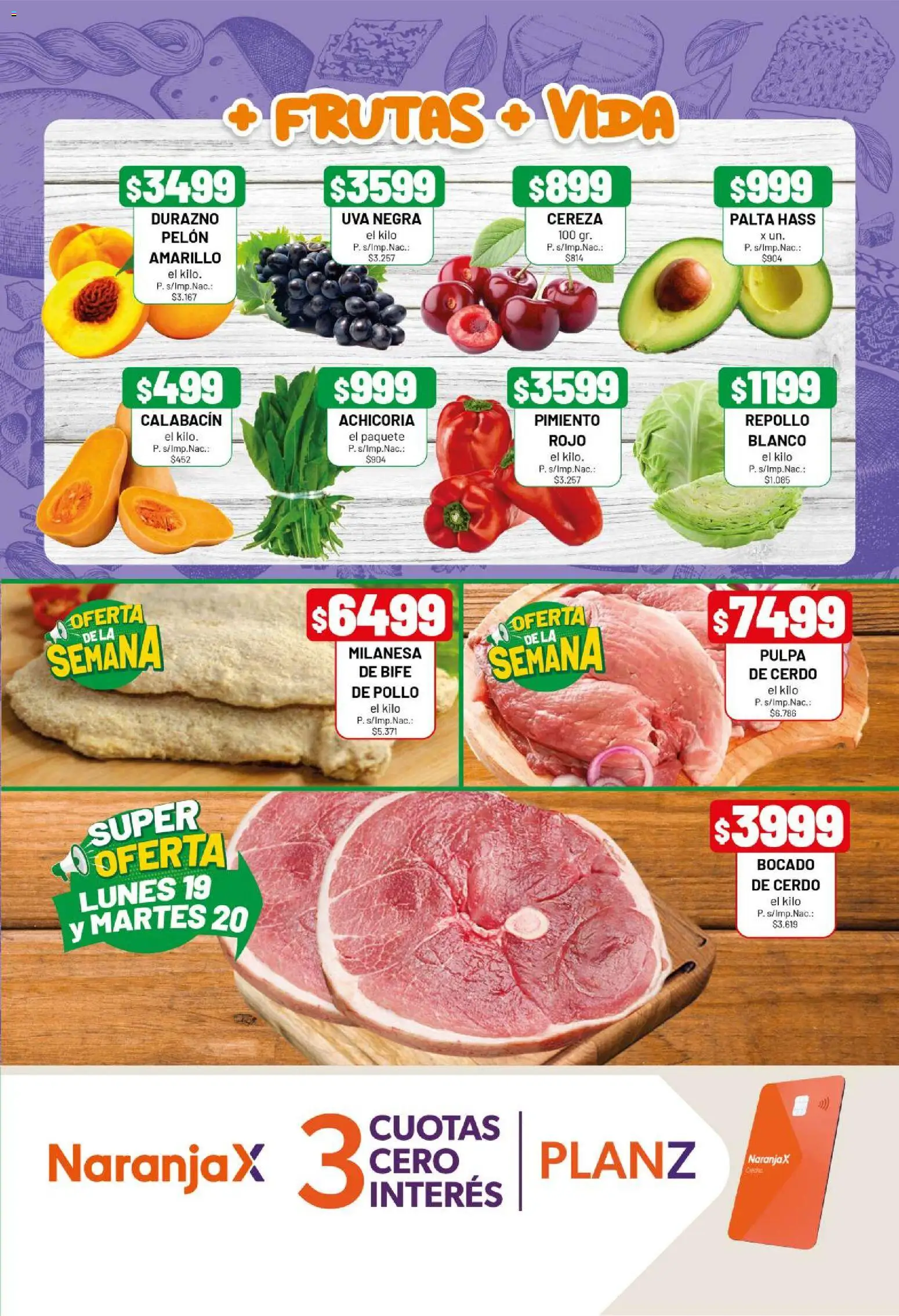 Almacor catálogo │ válido desde el 15.01.2026 | Página: 3 | Productos: Durazno, Pimiento, Uva, Cerdo