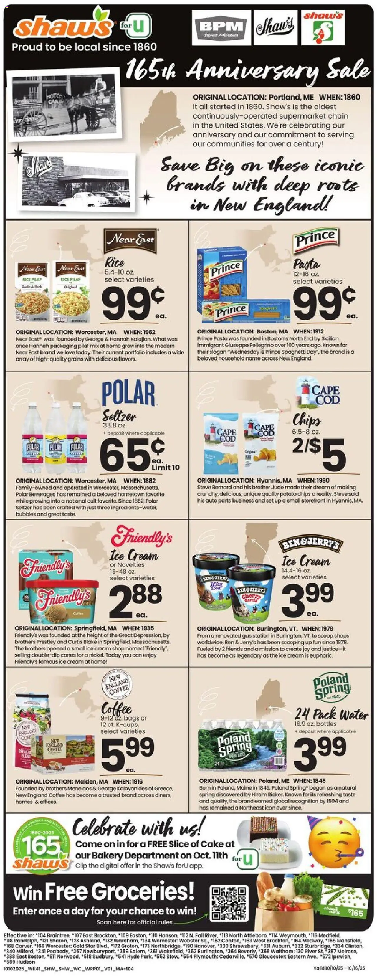 Shaw's Weekly Ad - valid from 10.10.2025 | Page: 1 | Products: Clip, Cream, Ice cream, Water