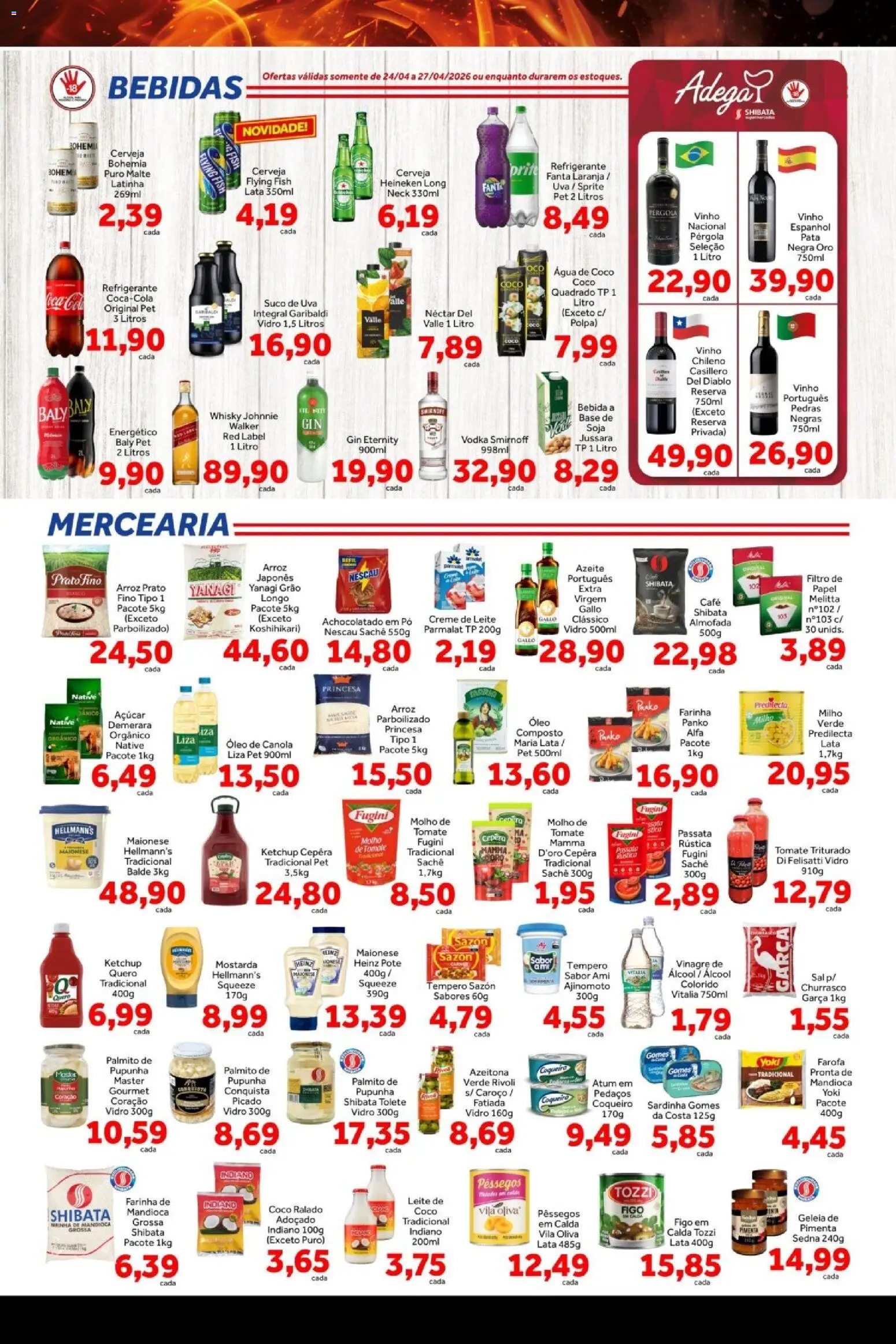 Shibata Folheto - válido de 24.04.2026 | Página: 3 | Produtos: Mandioca, Palmito, Base, Azeite