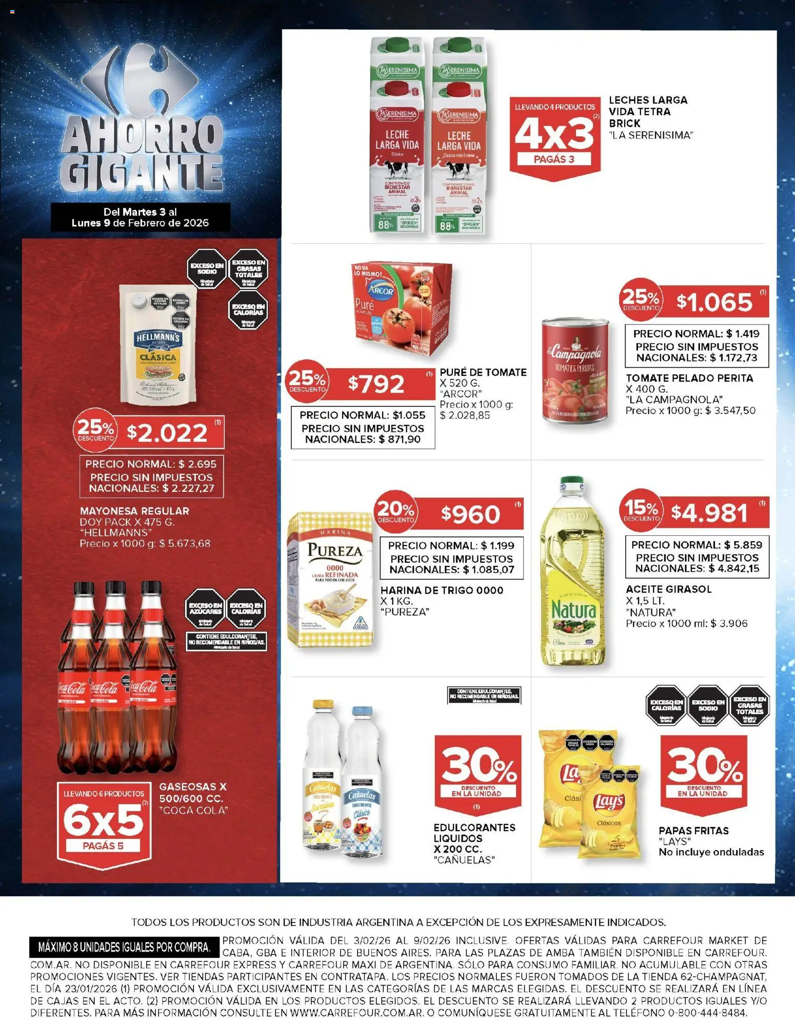 Carrefour - Ofertas Hiper │ válido desde el 03.02.2026 | Página: 50 | Productos: Mayonesa, Leche, Pure de Tomate, Papas fritas