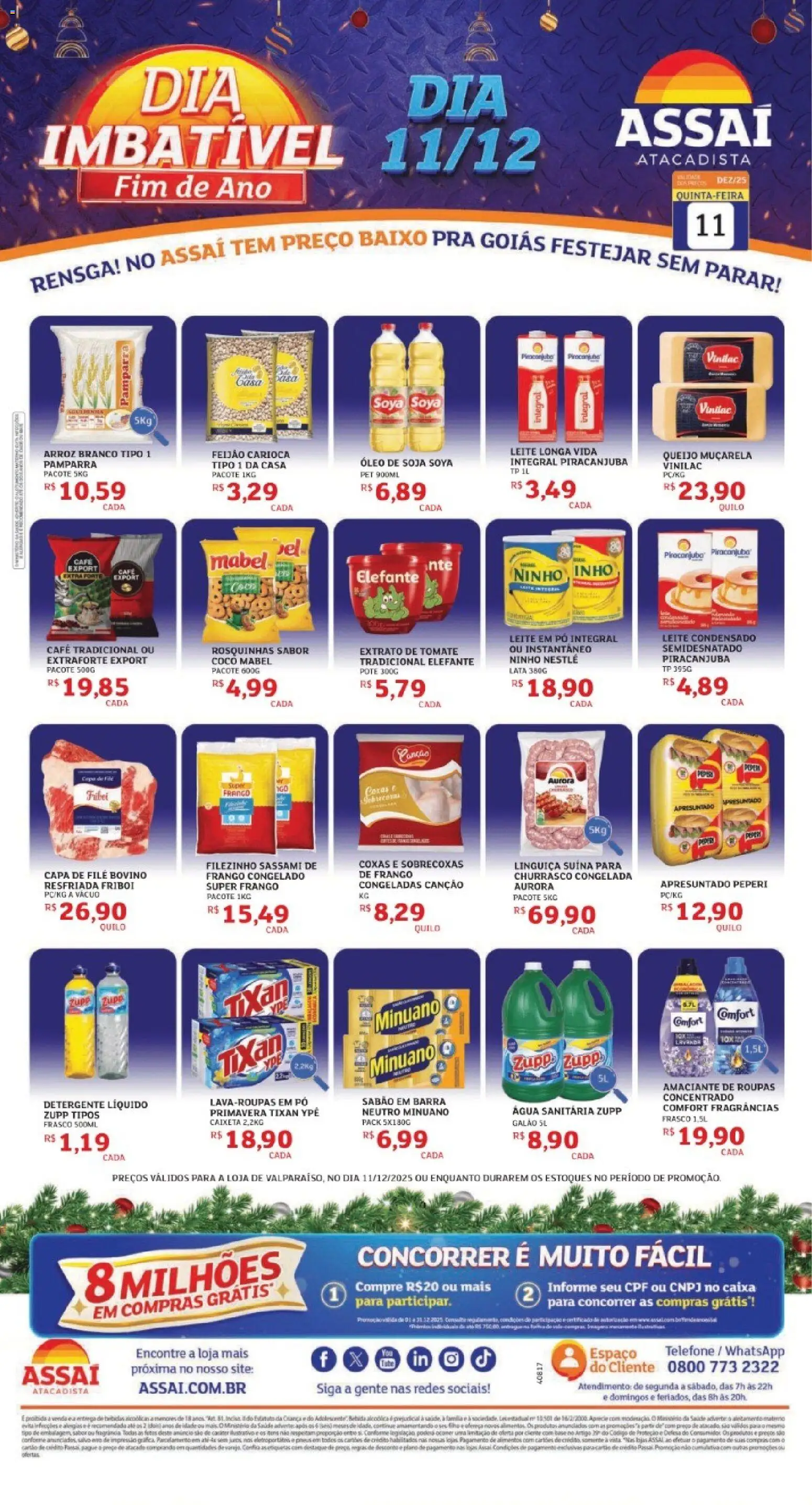 Assaí Atacadista Folheto - válido de 11.12.2025 | Página: 1 | Produtos: Sabão, Bebida, Pá, Água sanitária