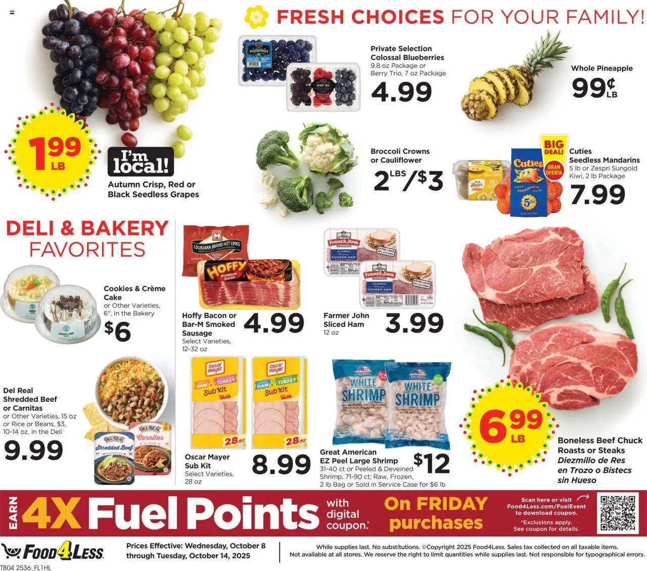 Food 4 Less Weekly Ad - valid from 08.10.2025 | Page: 6 | Products: Bakery, Crowns, Rice, Cauliflower