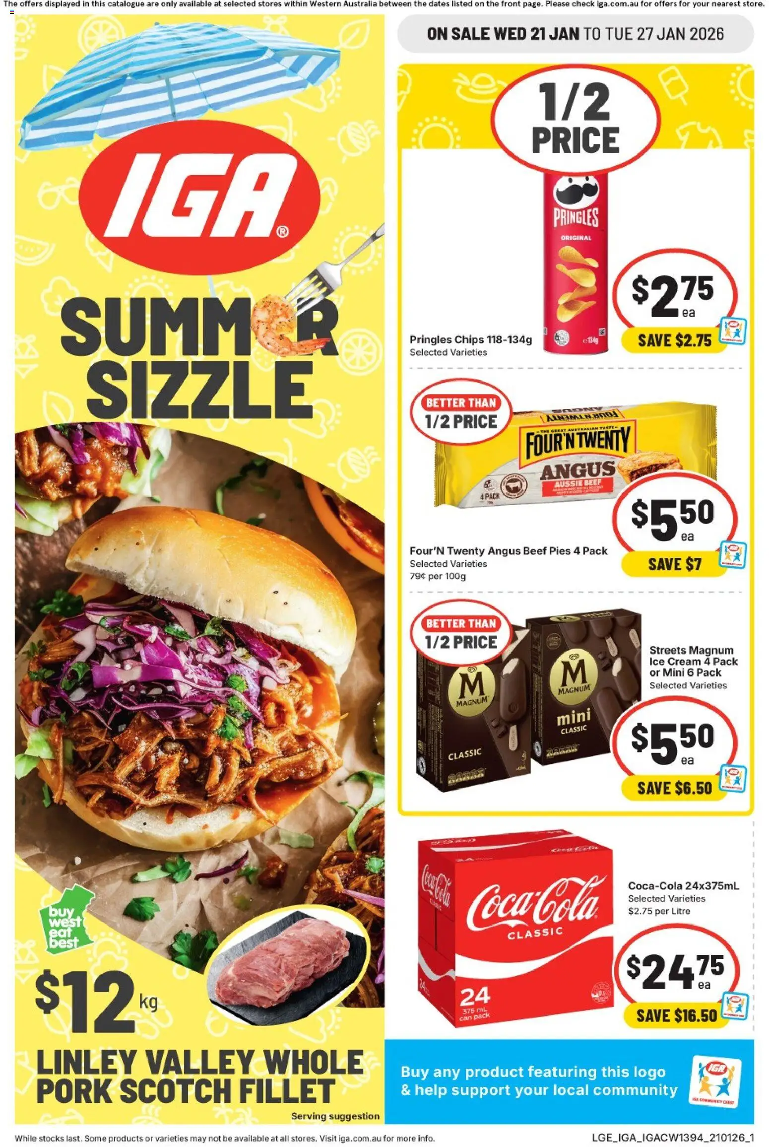 IGA catalogue - valid from 21.01.2026 | Page: 1 | Products: Pork, Beef, Cream, Ice cream