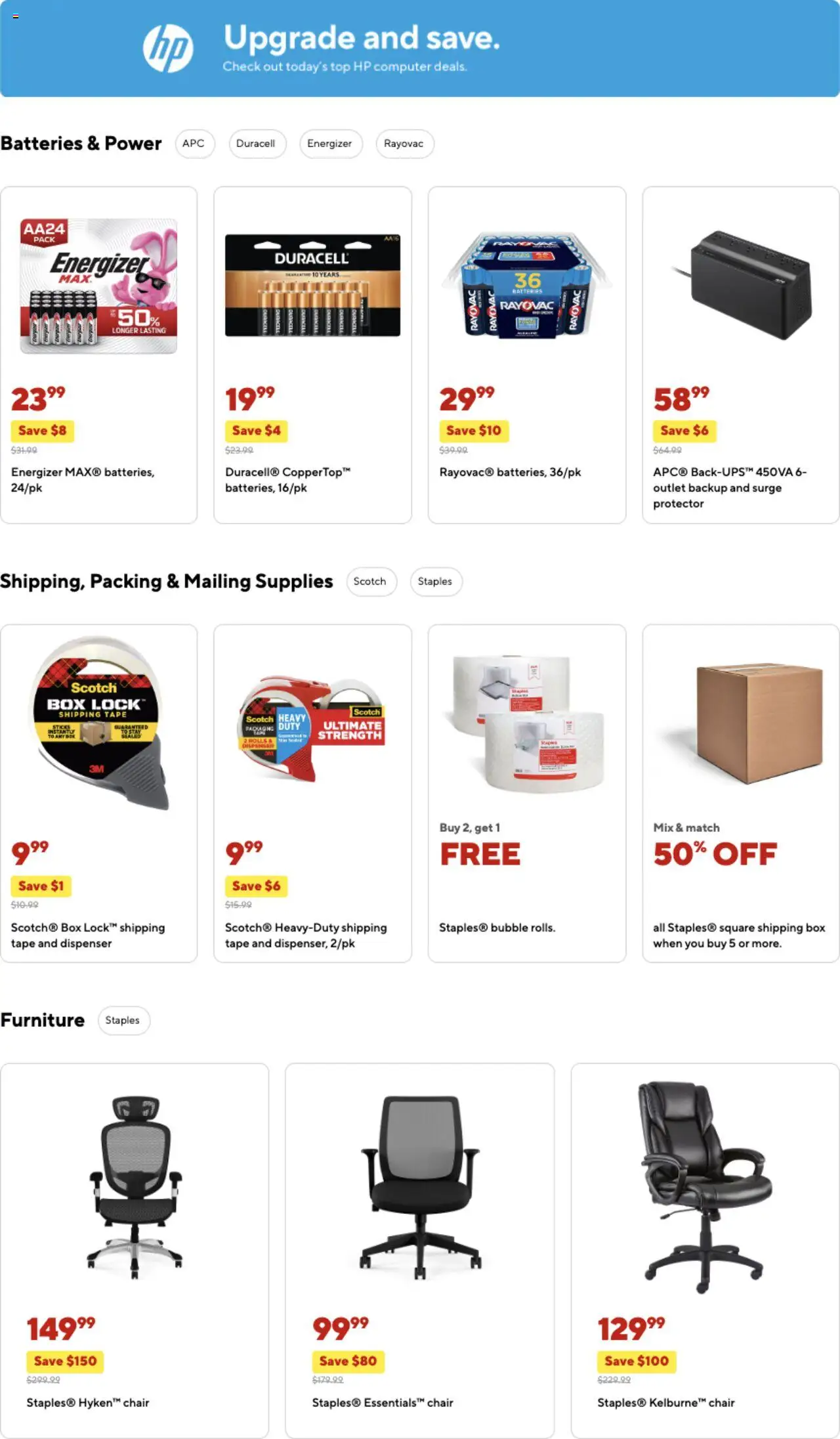 Staples Weekly Ad - valid from 21.09.2025 | Page: 7 | Products: Chair, Box, Computer, Surge Protector