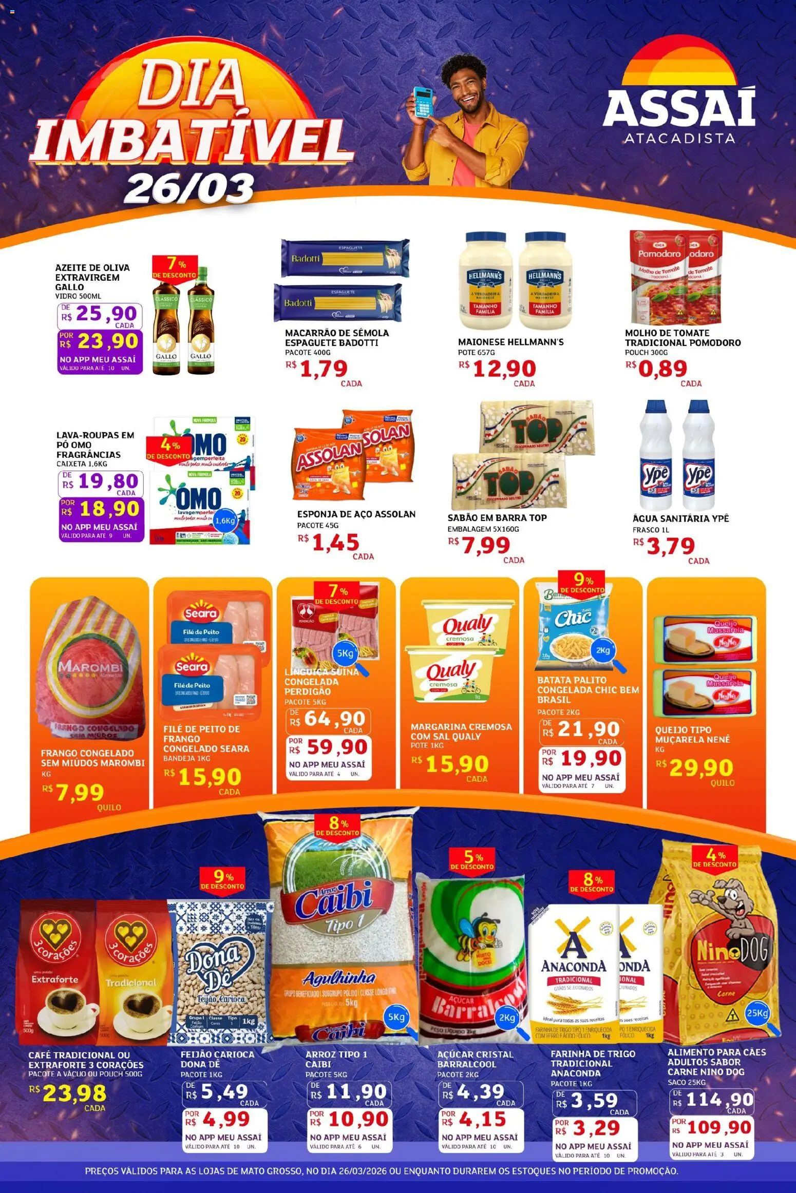 Assaí Atacadista Folheto - válido de 26.03.2026 | Página: 1 | Produtos: Carne, Esponja de aço, Açúcar, Margarina