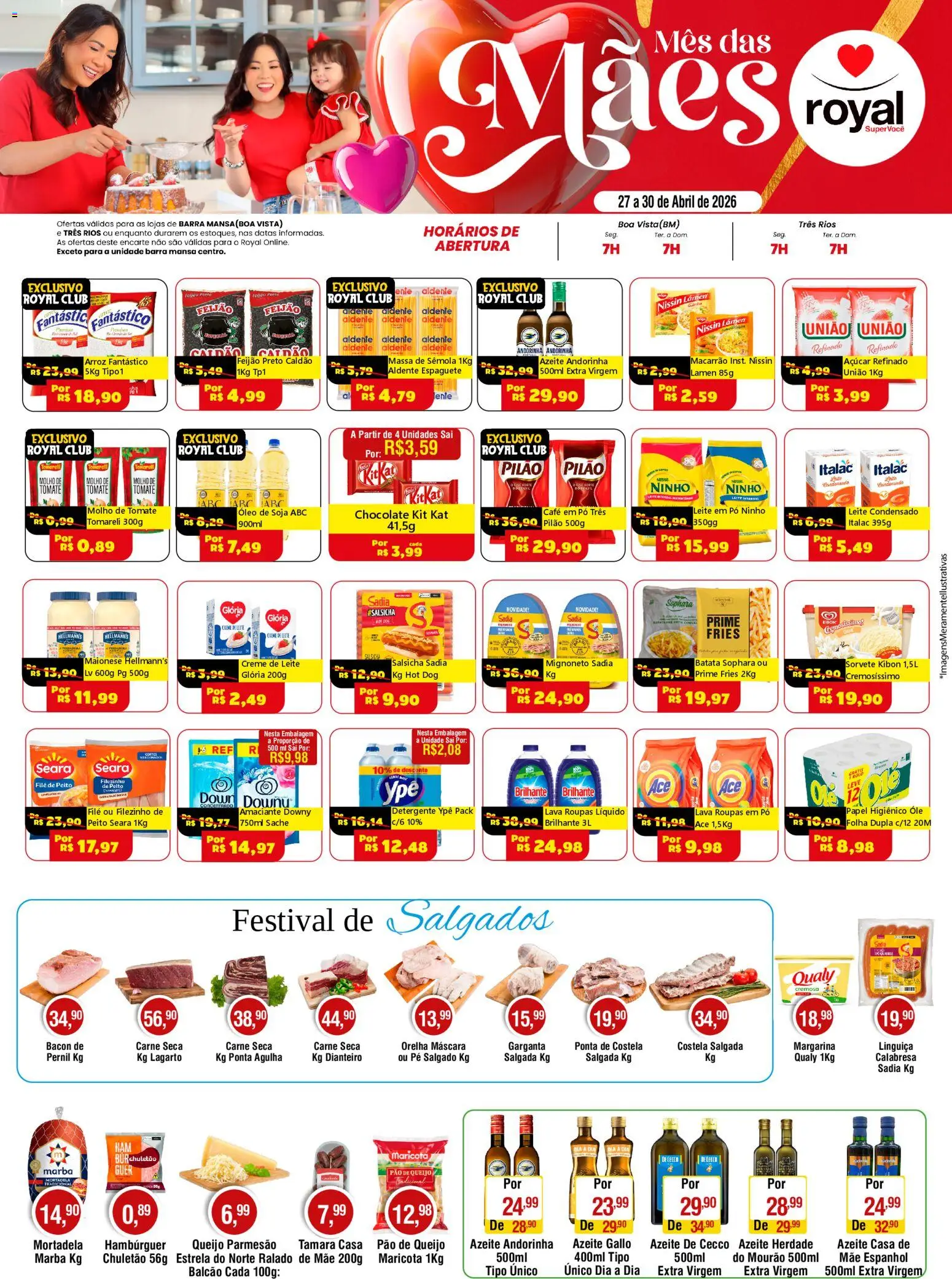 Royal Supermercados Folheto - válido de 27.04.2026 | Página: 1 | Produtos: Café, Chocolate, Massa, Hambúrguer
