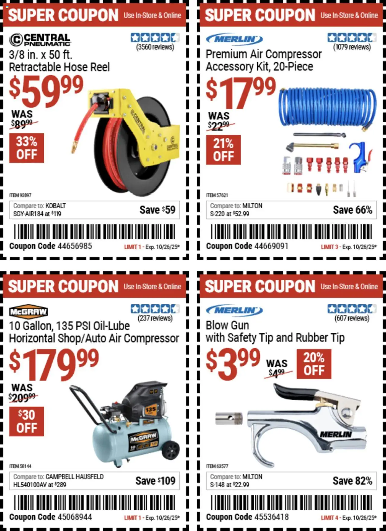 Harbor Freight Coupon Deals - valid from 13.10.2025 | Page: 15 | Products: Compressor, Pneumatic, Gun