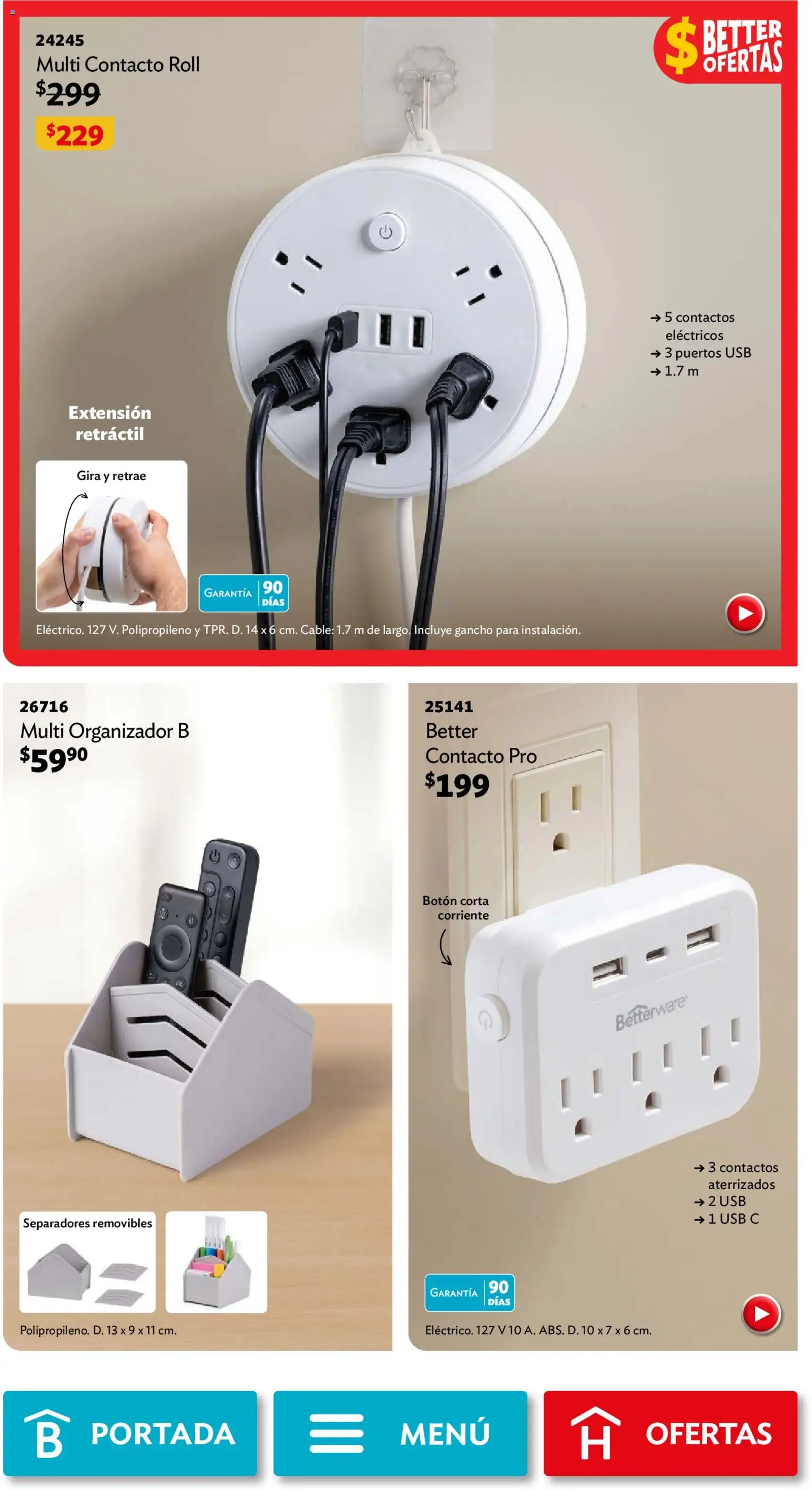 Nuevas ofertas de Betterware válidas en toda la República Mexicana desde el 04.05.2026. ¡Encuentra las mejores ofertas en Betterware campaña 5 2026! | Página: 79 | Productos: Usb, Extensión, Cable, Organizador