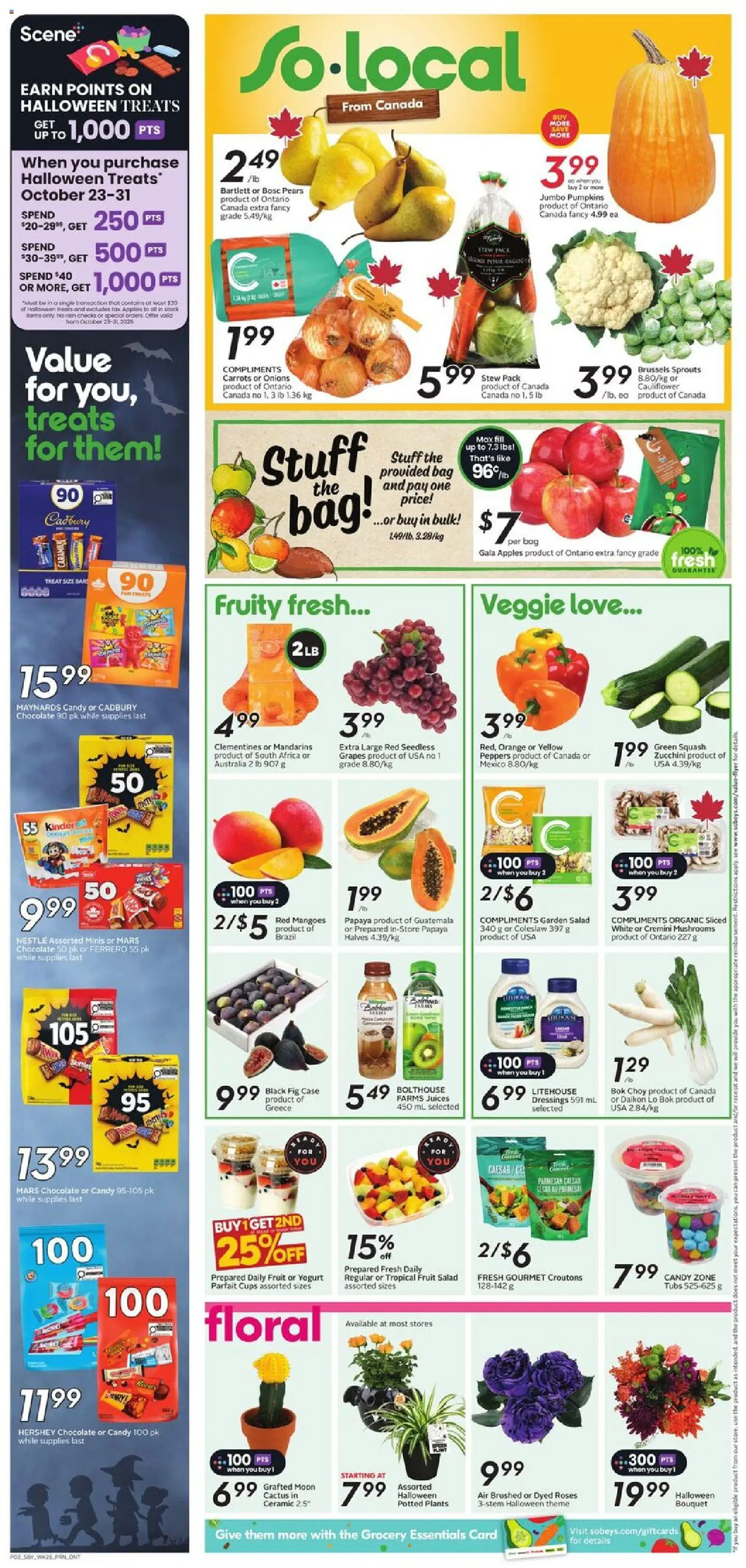 Sobeys flyer valid from 23.10.2025 | Page: 5 | Products: Salad, Case, Bag, Chocolate