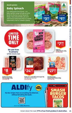 Preview of Catalogue Aldi - valid from 21.01.2026 | Page: 25 | Products: Honey, Pork, Spinach, Hat
