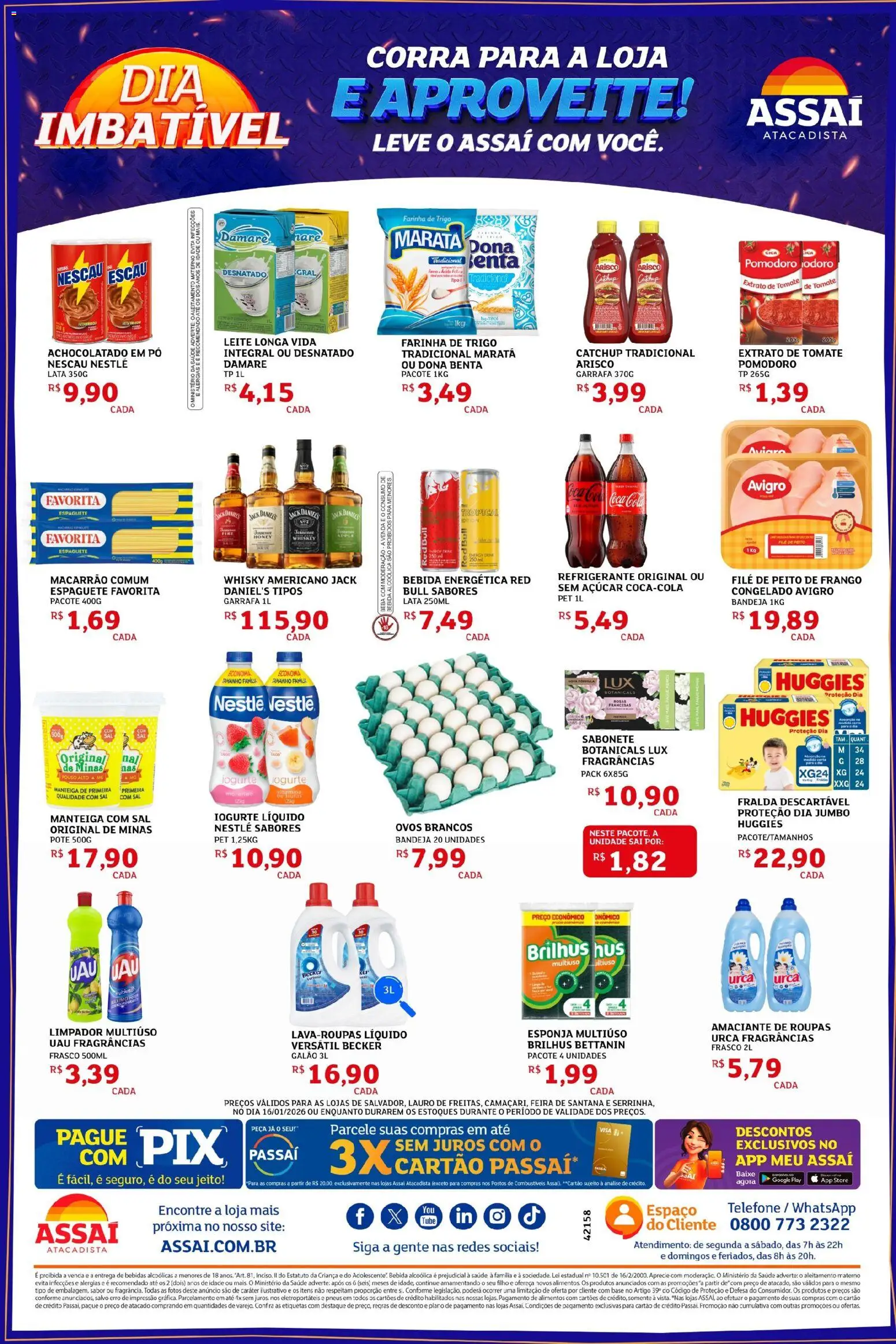 Assaí Atacadista Folheto - válido de 16.01.2026 | Página: 2 | Produtos: Achocolatado, Manteiga, Roupas, Frango