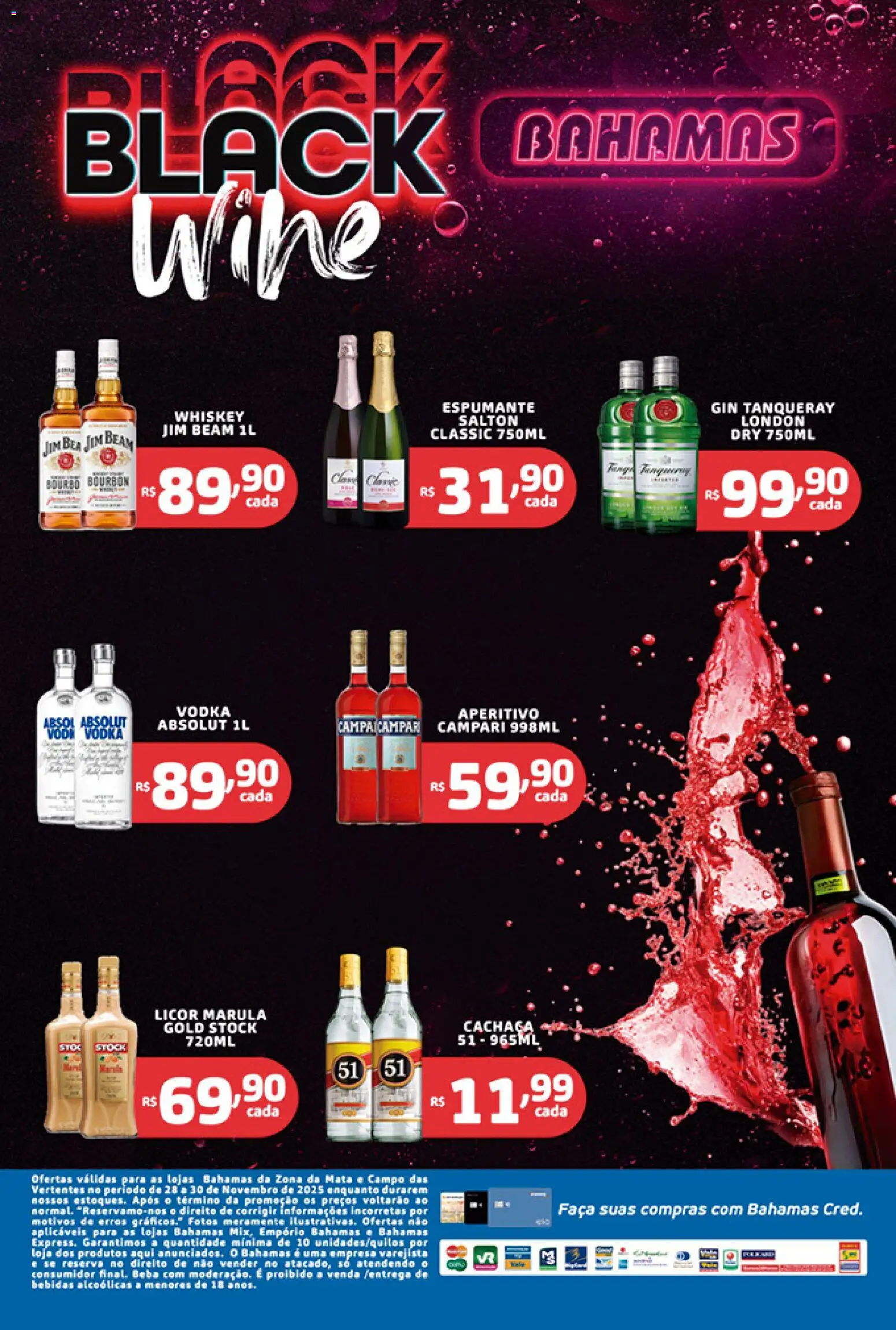 Bahamas Supermercados Folheto - válido de 28.11.2025 | Página: 2 | Produtos: Espumante, Cachaça, Faca, Campari