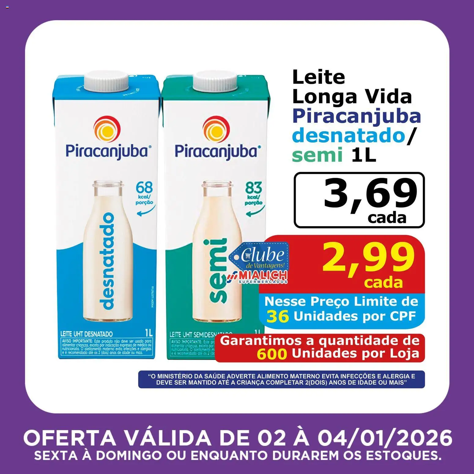 Mialich Supermercados Folheto - válido de 02.01.2026 | Página: 8 | Produtos: Pó, Mialich, Leite