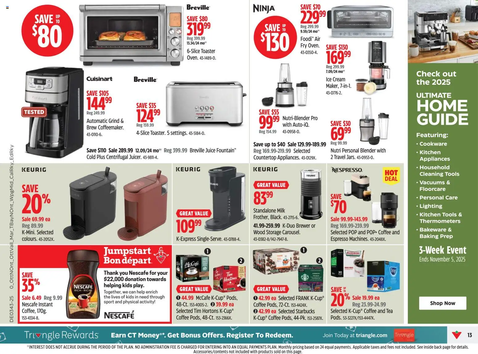 Canadian Tire flyer valid from 16.10.2025 | Page: 13 | Products: Tea, Cream, Coffee, Juice