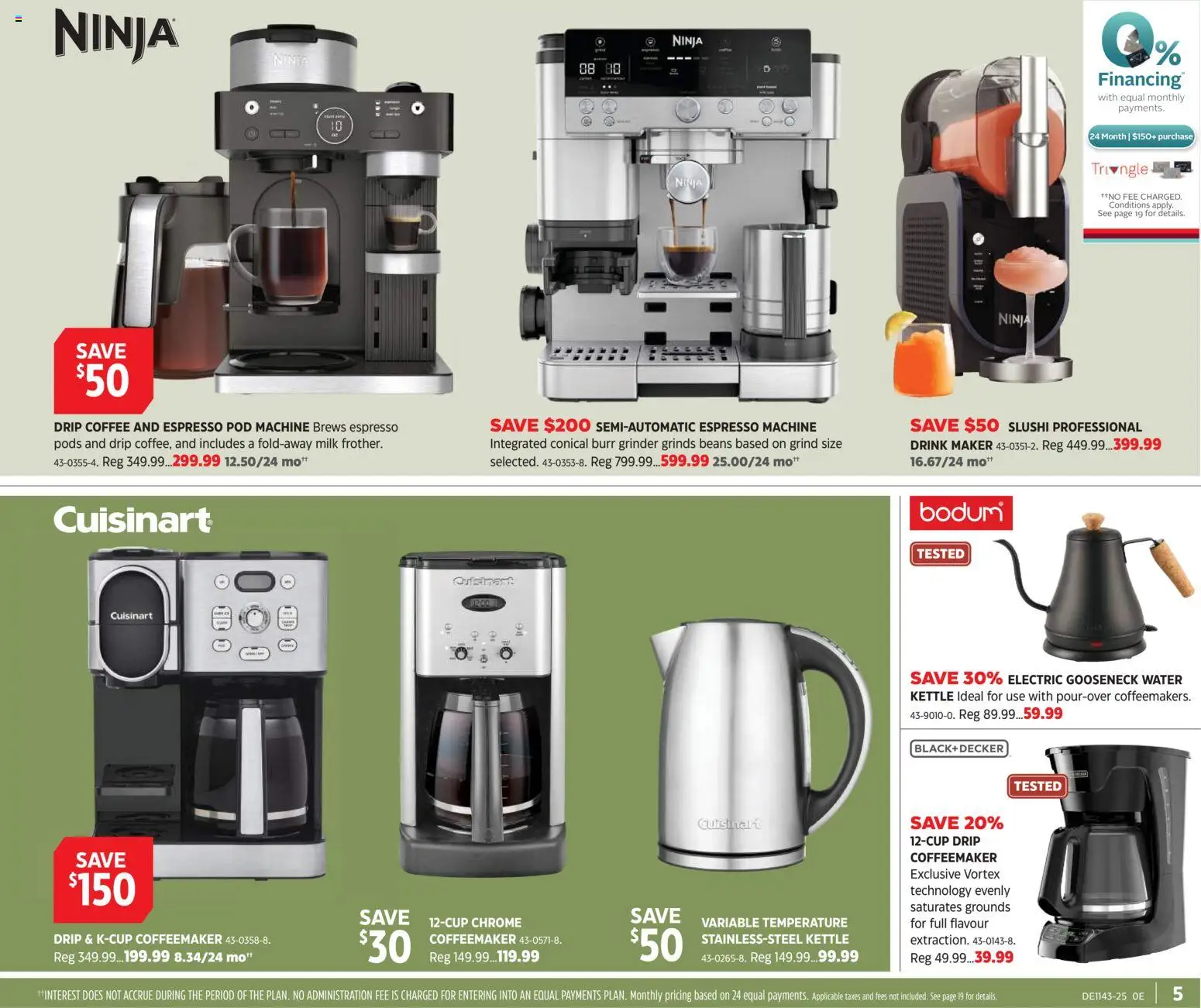 Canadian Tire flyer valid from 16.10.2025 | Page: 5 | Products: Kettle, Grinder, Milk, Coffee