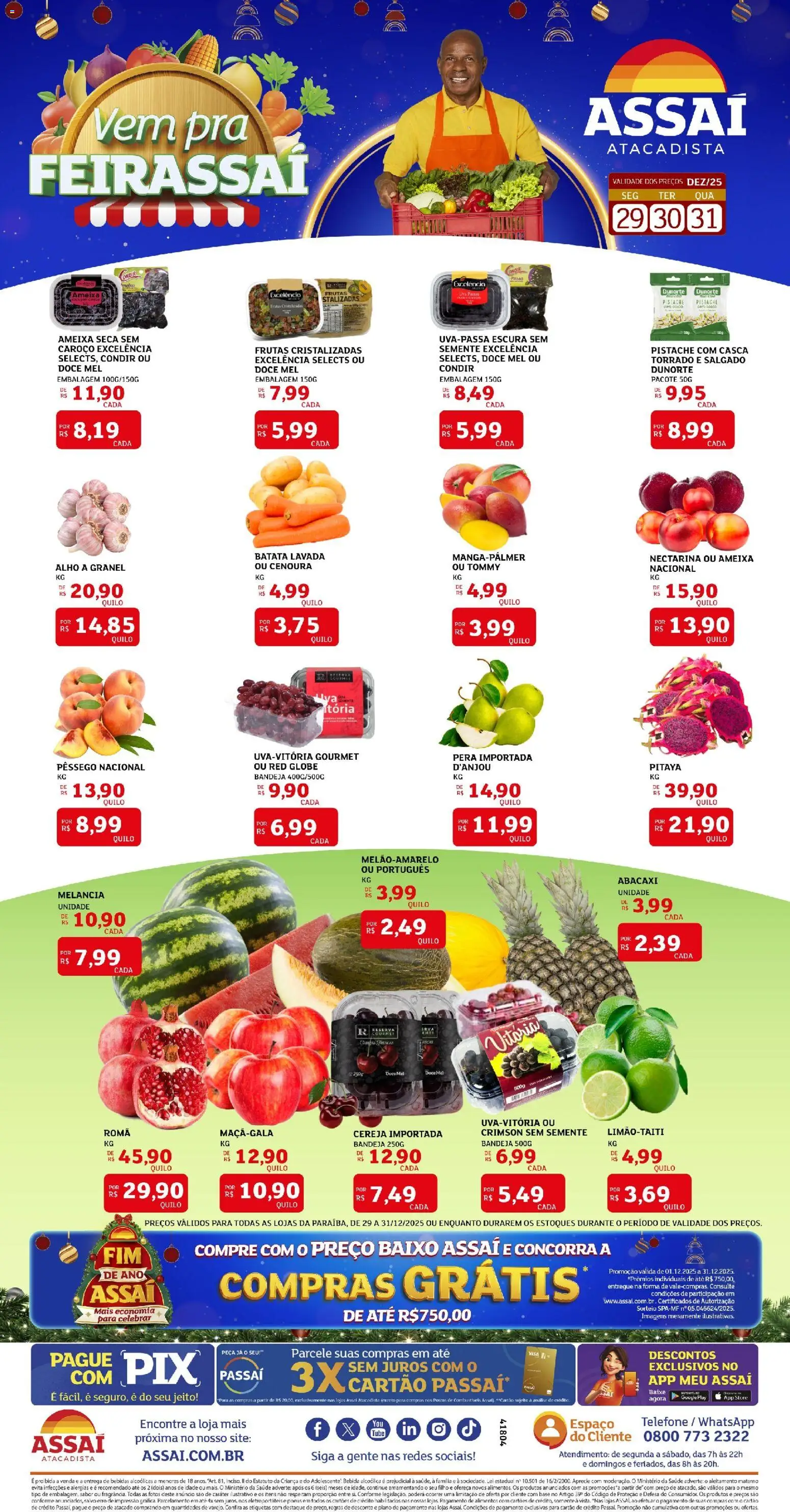 Assaí Atacadista Folheto - válido de 29.12.2025 | Página: 1 | Produtos: Melancia, Base, Cenoura, Ameixa
