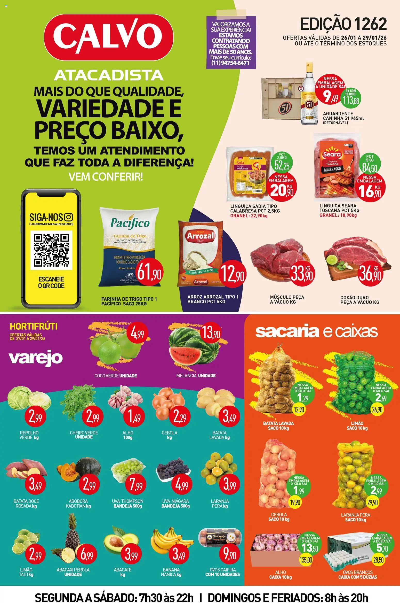Calvo Atacadista Folheto - válido de 26.01.2026 | Página: 1 | Produtos: Melancia, Abóbora, Repolho, Batata