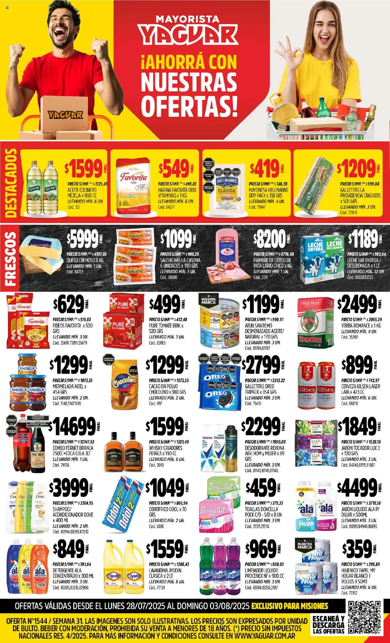 Yaguar - Misiones │ válido desde el 28.07.2025 | Página: 1 | Productos: Harina, Aceite, Desodorante, Cerdo