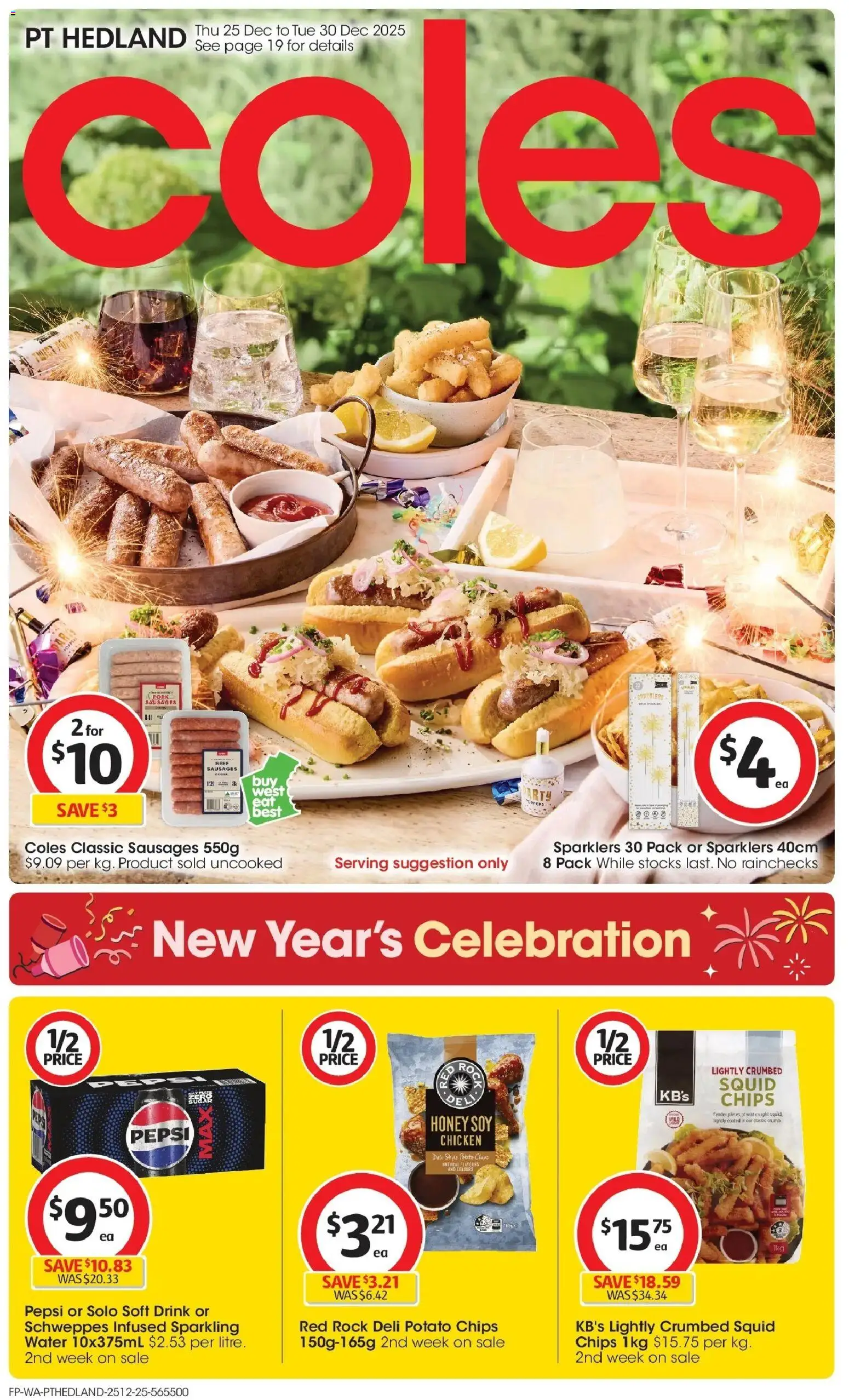 Coles catalogue - valid from 25.12.2025 | Page: 1 | Products: Chicken, Pepsi, Chips, Water
