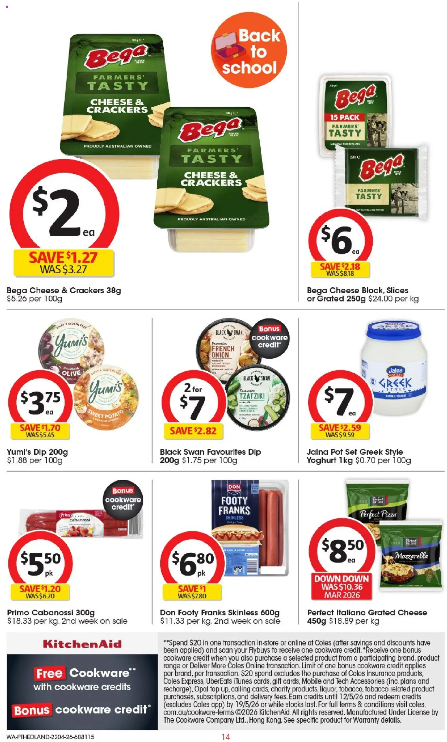 Coles catalogue - valid from 22.04.2026 | Page: 14 | Products: Cheese, Pizza, Opal, Mobile