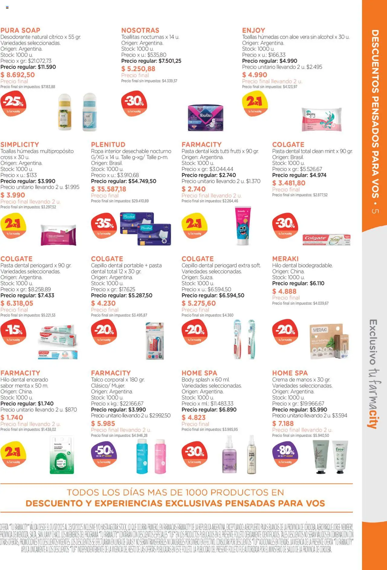 Farmacity catálogo │ válido desde el 01.07.2025 | Página: 5 | Productos: Desodorante, Pasta dental, Pasta, Crema