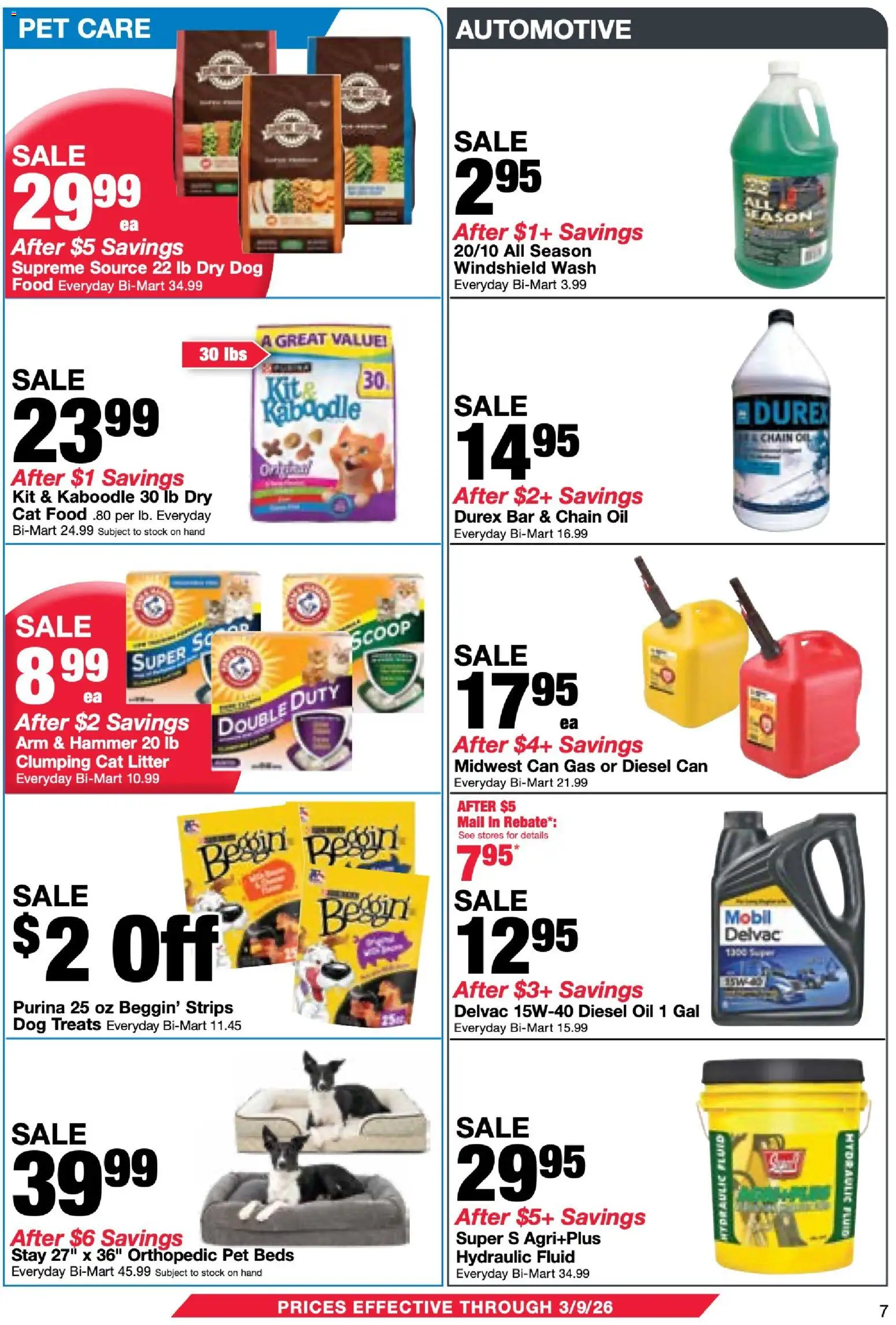 Bi-Mart Weekly Ad - valid from 24.02.2026 | Page: 7 | Products: Dog Treats, Hammer, Oil, Windshield