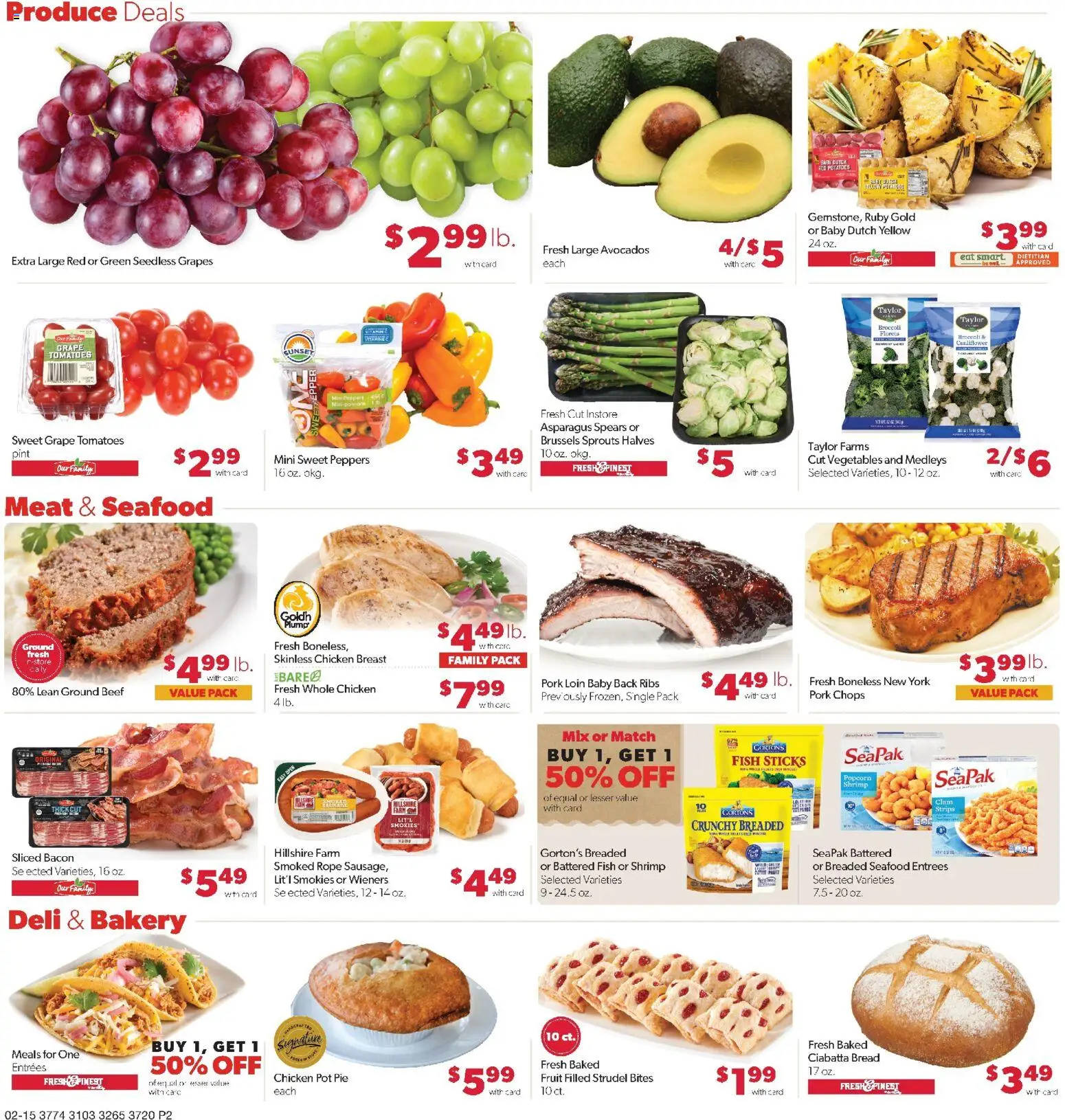 Family Fare Weekly Ad - IA - valid from 15.02.2026 | Page: 2 | Products: Peppers, Bread, Seafood, Grapes