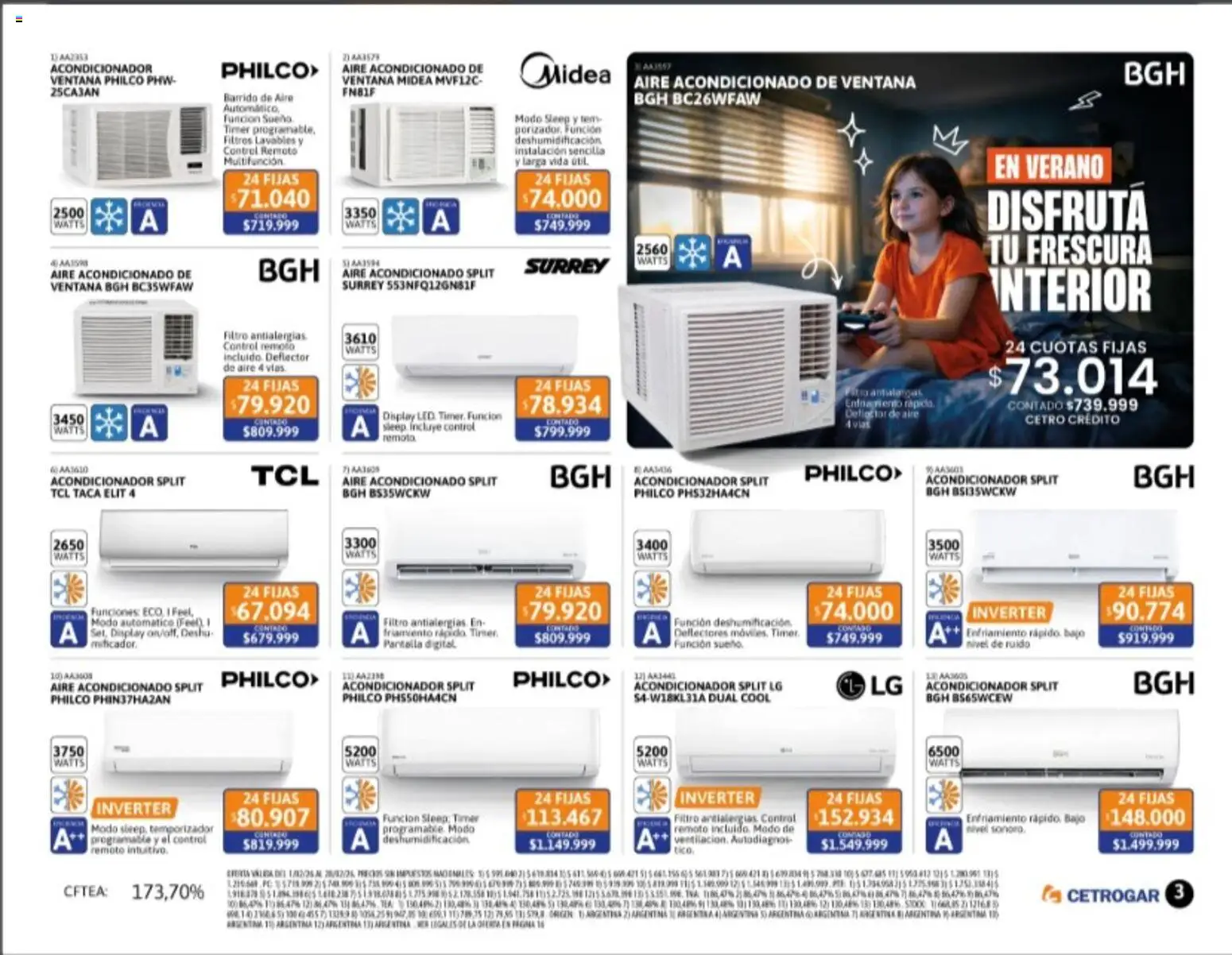 Cetrogar catálogo │ válido desde el 01.02.2026 | Página: 3 | Productos: Aire acondicionado, Acondicionador, Control remoto