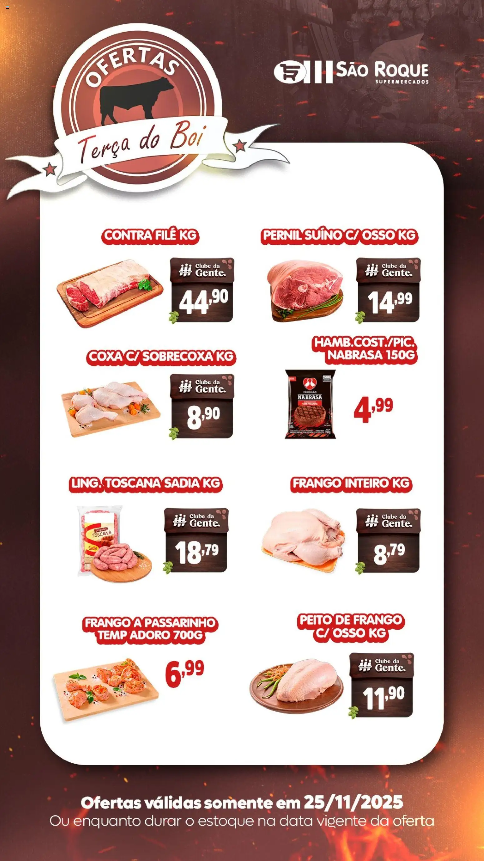 São Roque Supermercados Folheto - válido de 25.11.2025 | Página: 2 | Produtos: Contra filé, Pernil, Frango, Peito de frango