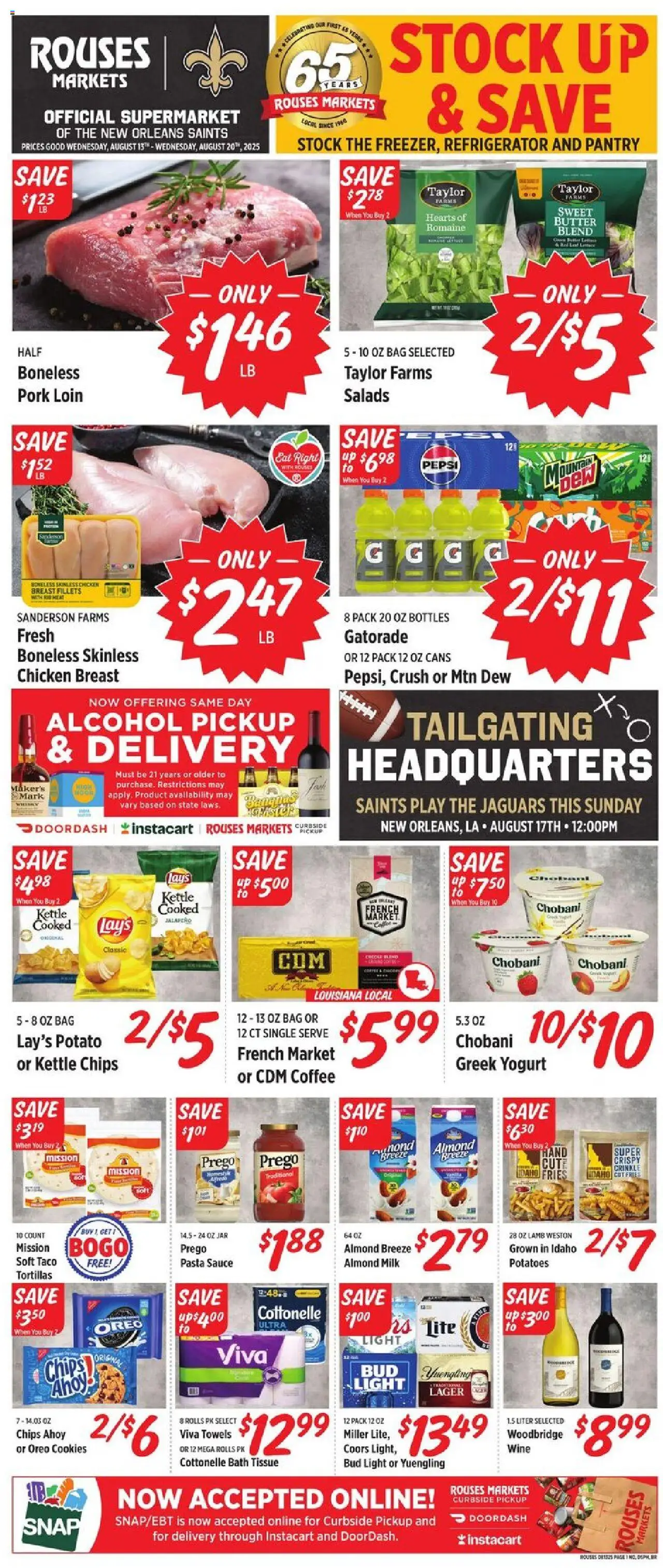 Rouses Weekly Ad - valid from 13.08.2025 | Page: 2 | Products: Yogurt, Bananas, Pasta, Chips