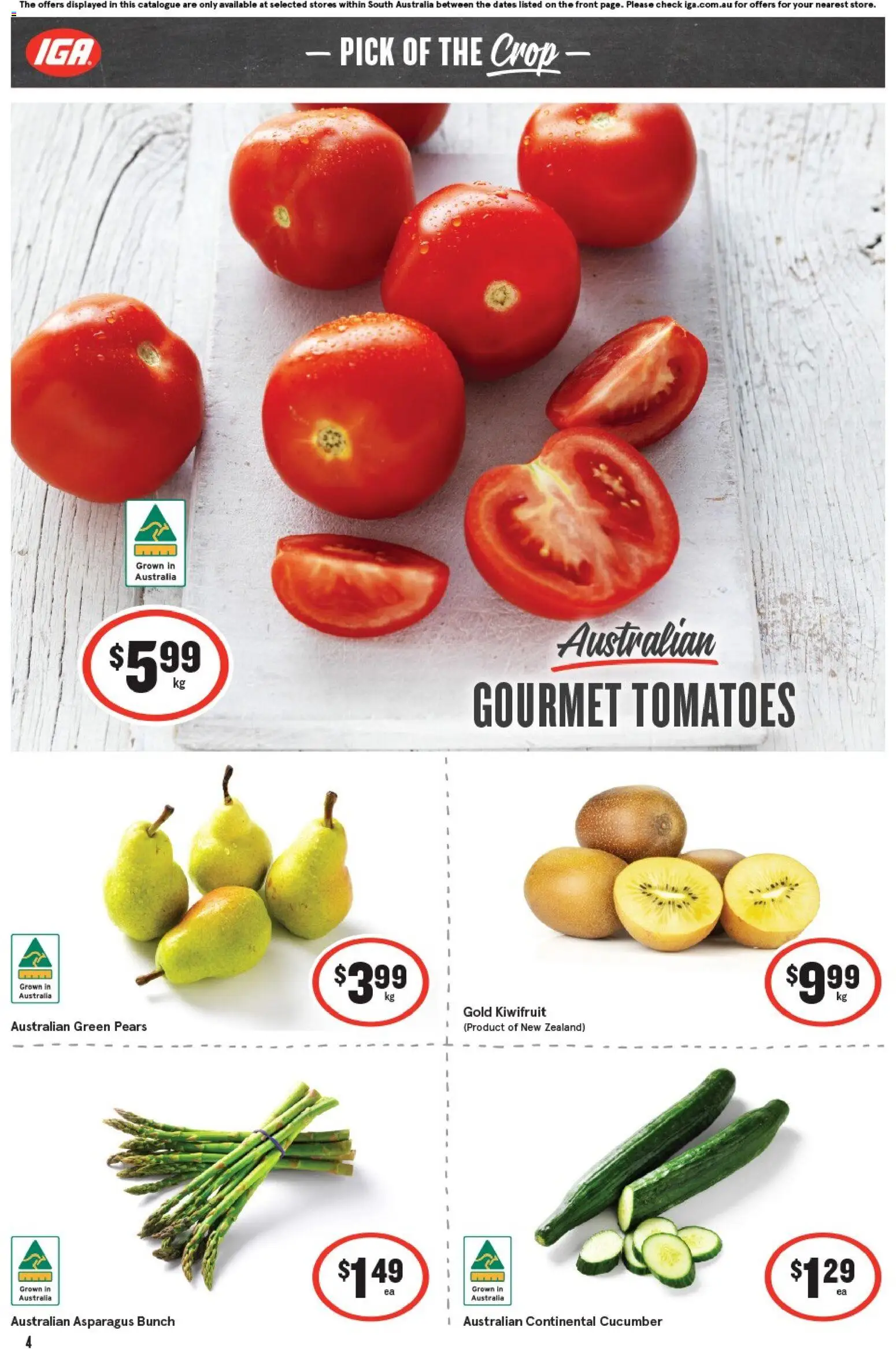 IGA catalogue - valid from 05.11.2025 | Page: 4 | Products: Tomatoes, Kiwifruit