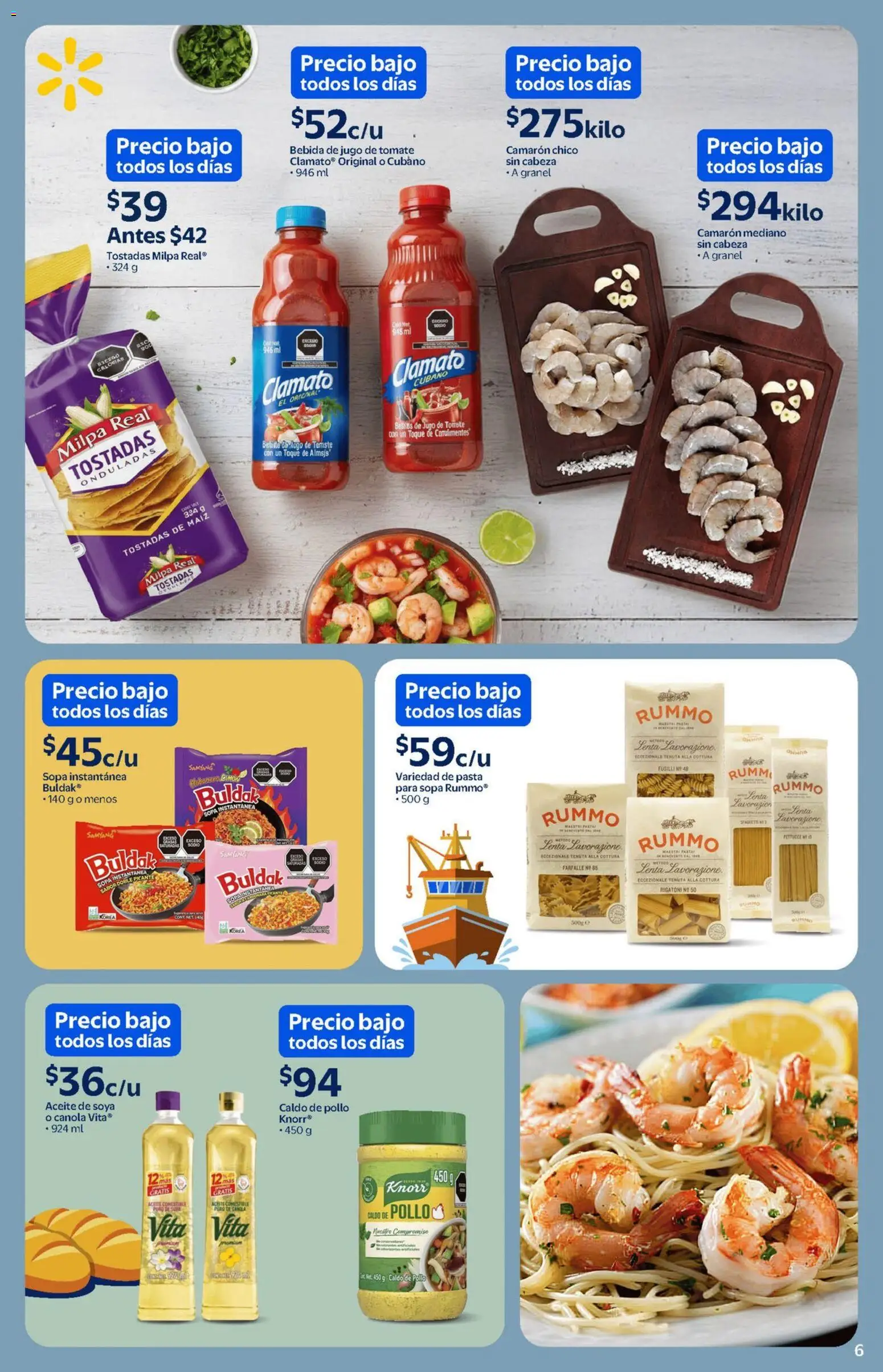 Nuevas ofertas de Walmart válidas en toda la República Mexicana desde el 13.02.2026. ¡Encuentra las mejores ofertas en Walmart catálogo Un mar de sabores a precios bajos! | Página: 6 | Productos: Pollo, Tomate, Aceite, Pasta