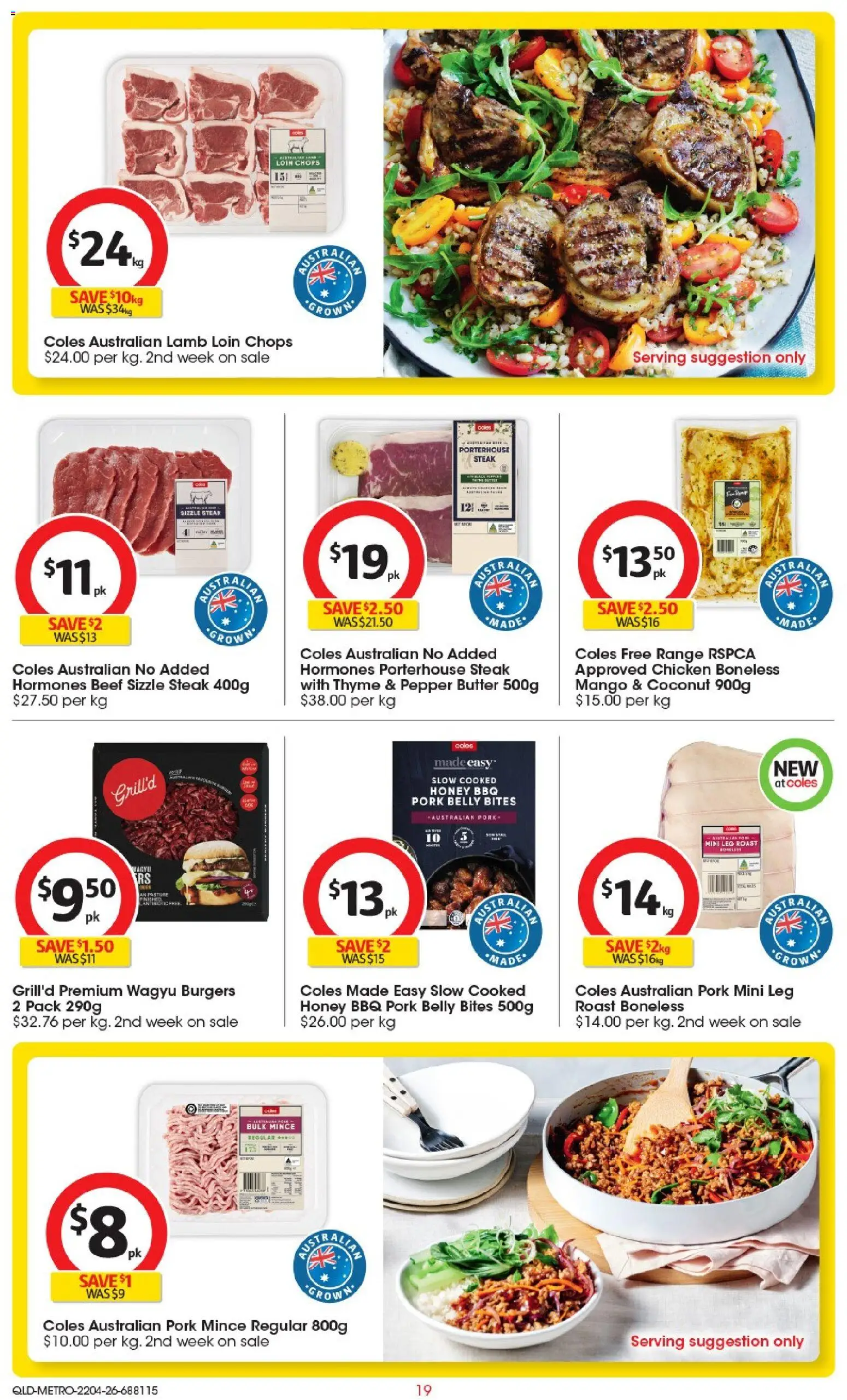 Coles catalogue - valid from 22.04.2026 | Page: 19 | Products: Butter, Chicken, Beef, Mango