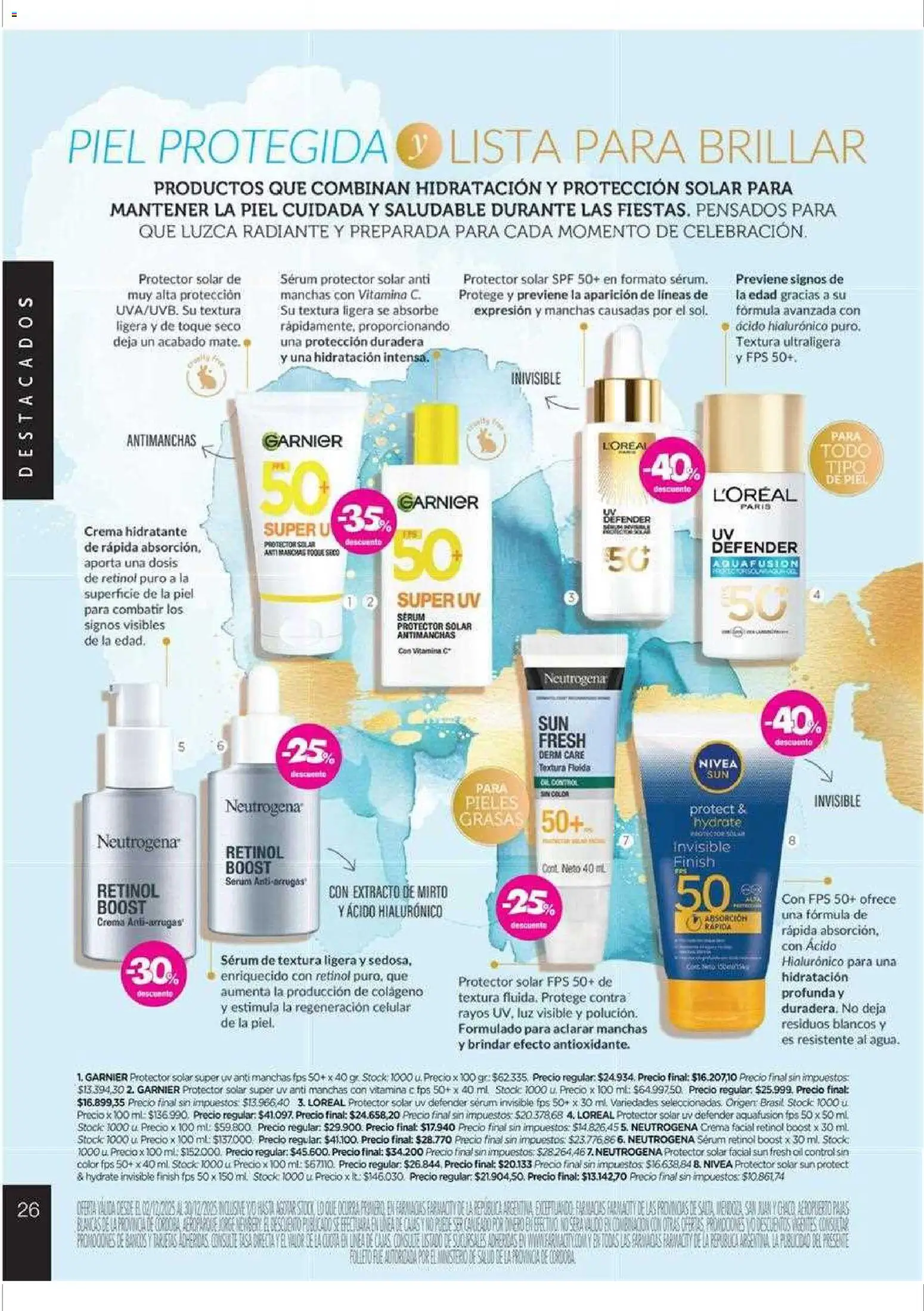 Farmacity catálogo │ válido desde el 02.12.2025 | Página: 26 | Productos: Serum, Protector solar, Radiante, Crema