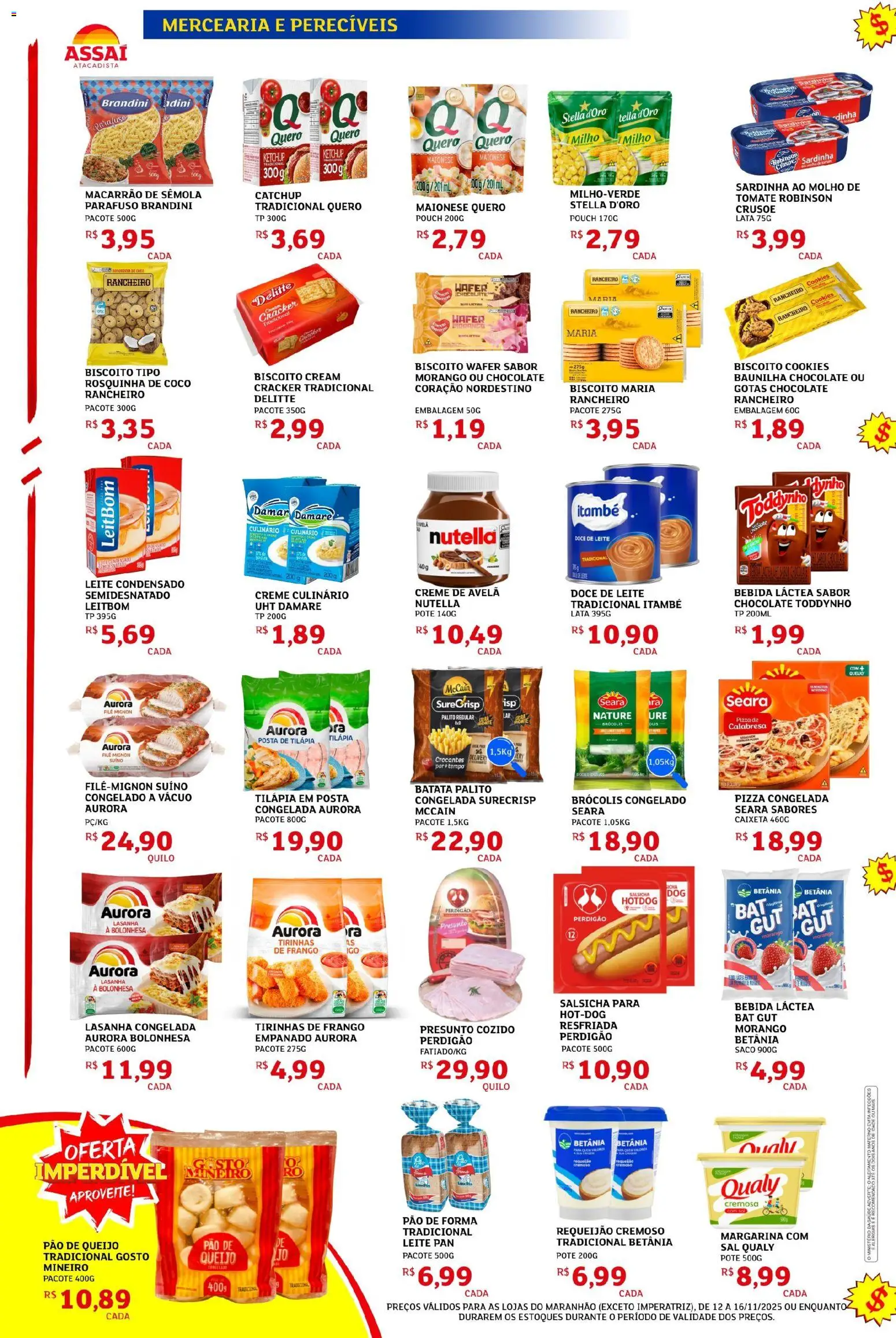 Assaí Atacadista Folheto - válido de 12.11.2025 | Página: 2 | Produtos: Tilápia, Sal, Creme de avelã, Margarina