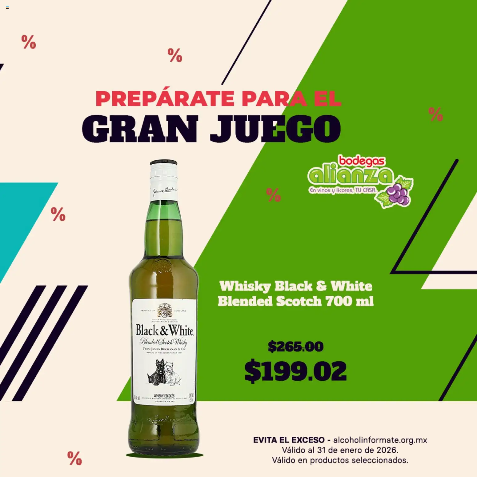 Nuevas ofertas de Bodegas Alianza válidas en toda la República Mexicana desde el 29.01.2026. ¡Encuentra las mejores ofertas en Bodegas Alianza catálogo Prepárate para el Gran Juego! | Página: 3 | Productos: Juego, Whisky