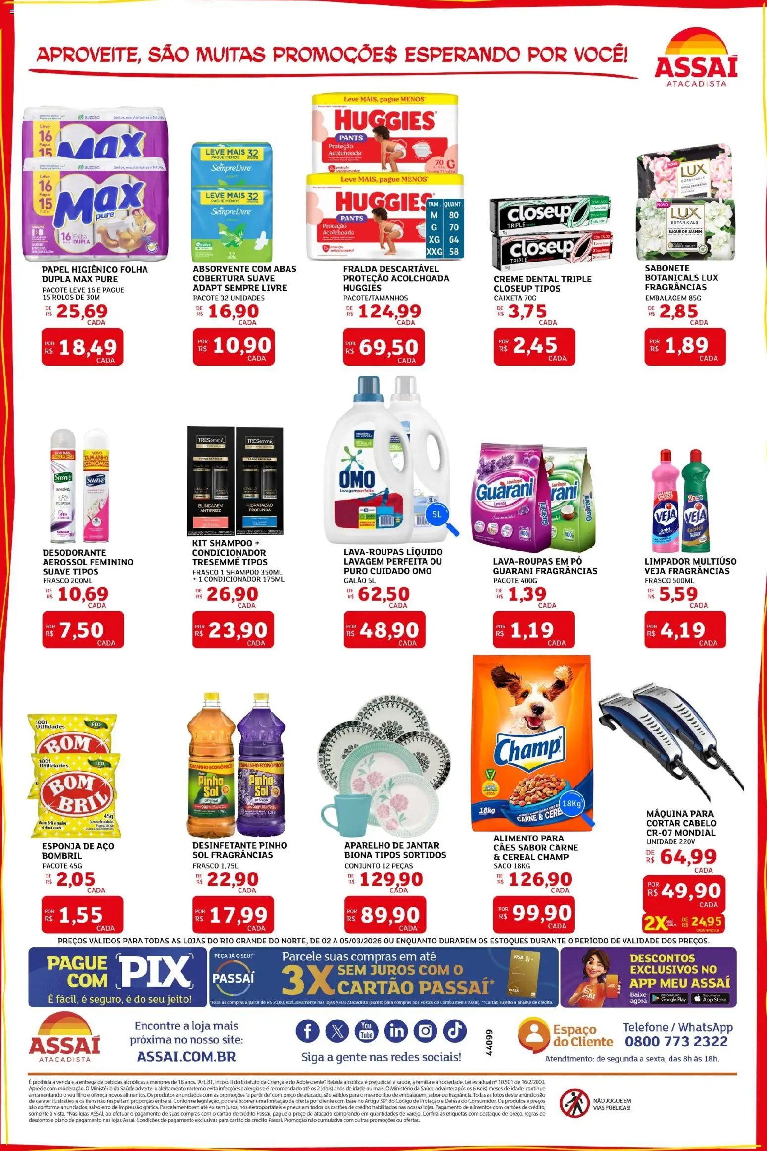 Assaí Atacadista Folheto - válido de 02.03.2026 | Página: 4 | Produtos: Esponja, Desodorante, Base, Creme dental