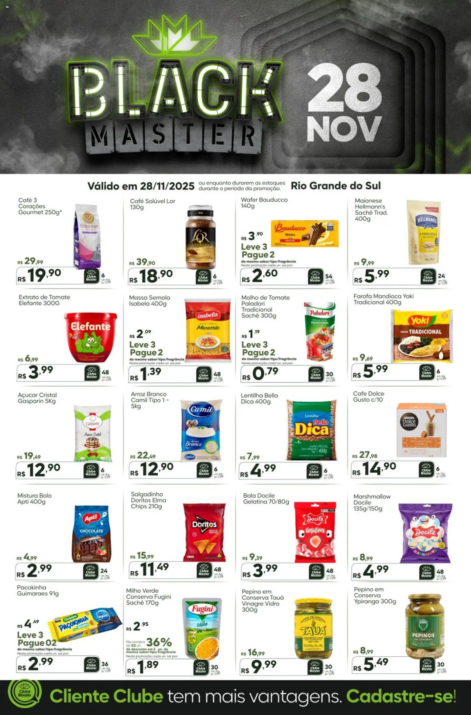 Master Folheto - válido de 28.11.2025 | Página: 3 | Produtos: Mandioca, Molho de tomate, Pepinos, Gelatina