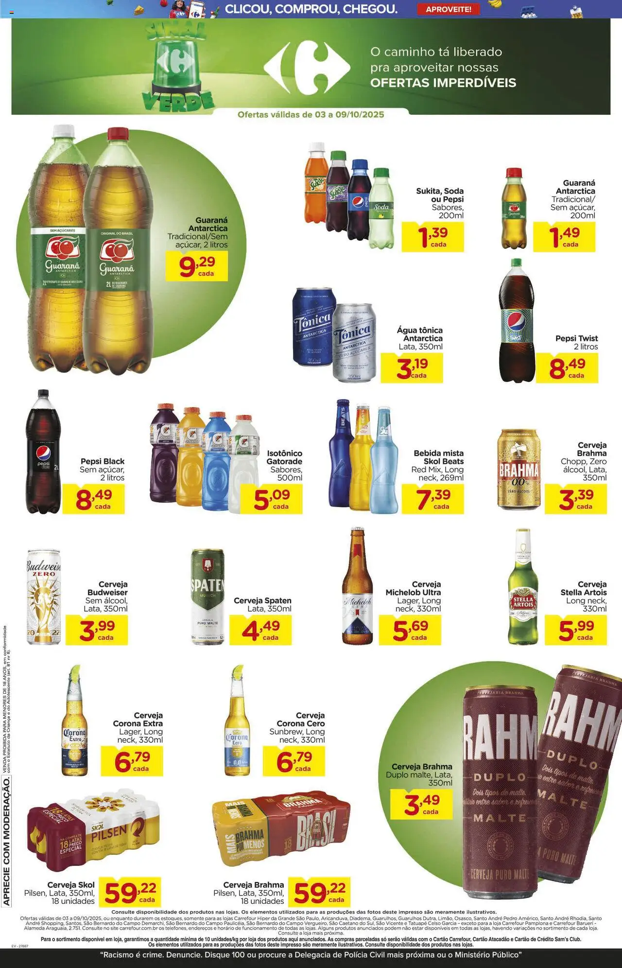 Carrefour Folheto - válido de 03.10.2025 | Página: 12 | Produtos: Guaraná, Gin, Bebida, Isotônico