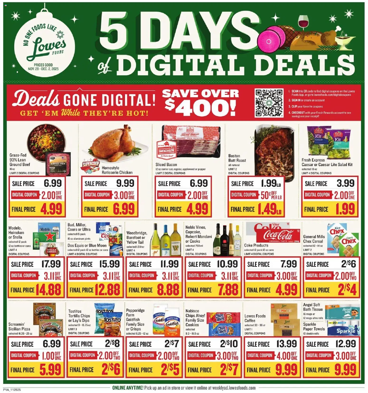Lowes Foods Weekly Ad - valid from 28.11.2025 | Page: 1 | Products: Bath, Coffee, Pizza, Pepper