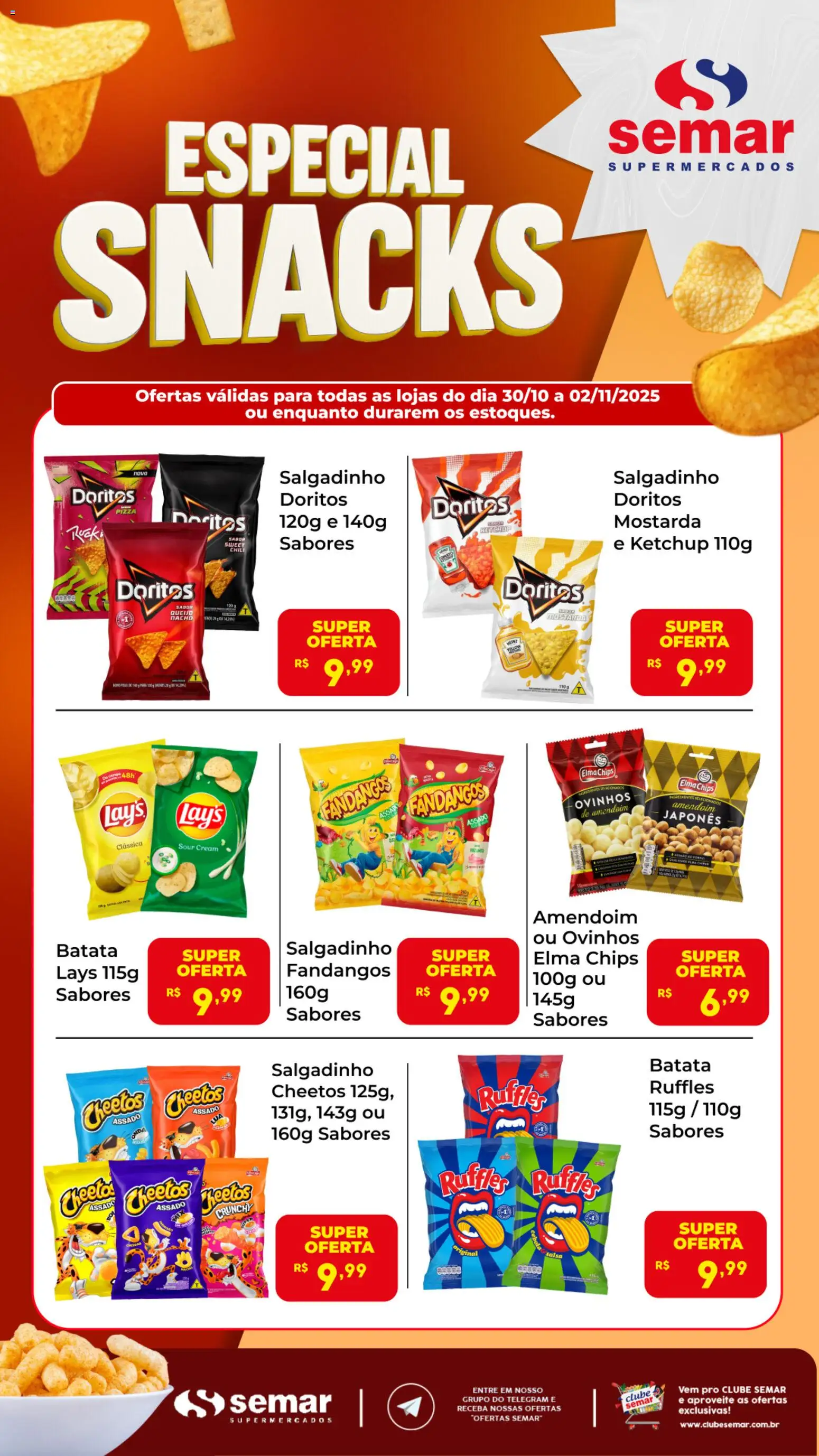 Semar Supermercado Folheto - válido de 30.10.2025 | Página: 1 | Produtos: Amendoim, Queijo, Pizza, Cheetos