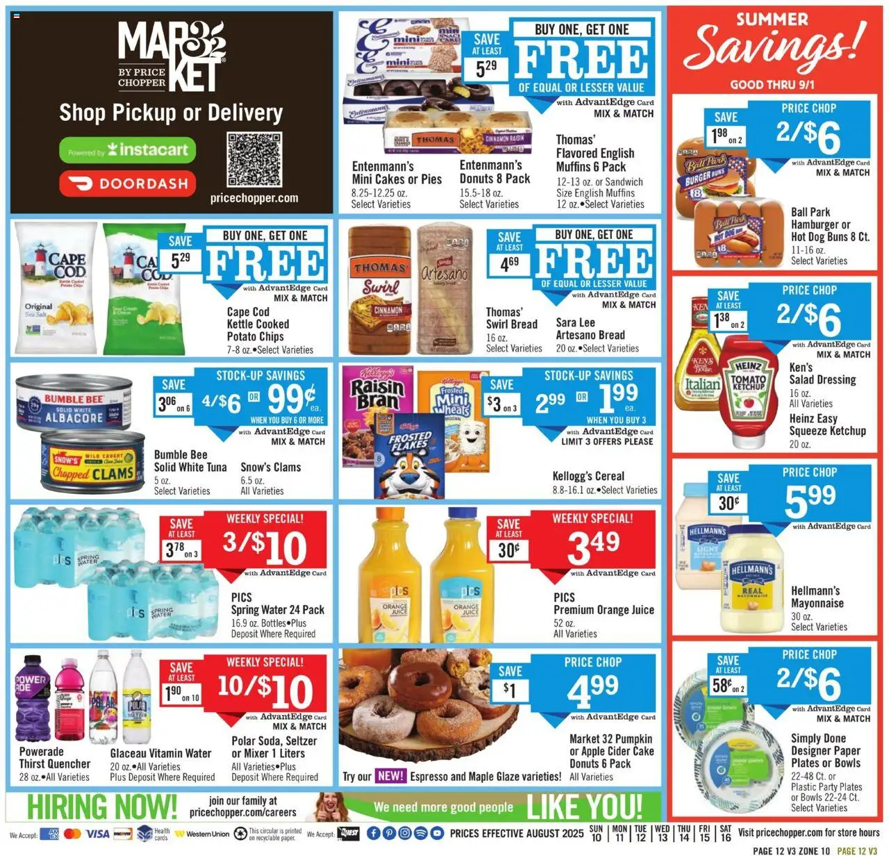 Price Chopper Weekly Ad - valid from 10.08.2025 | Page: 12 | Products: Vitamin, Bread, Chips, Salad